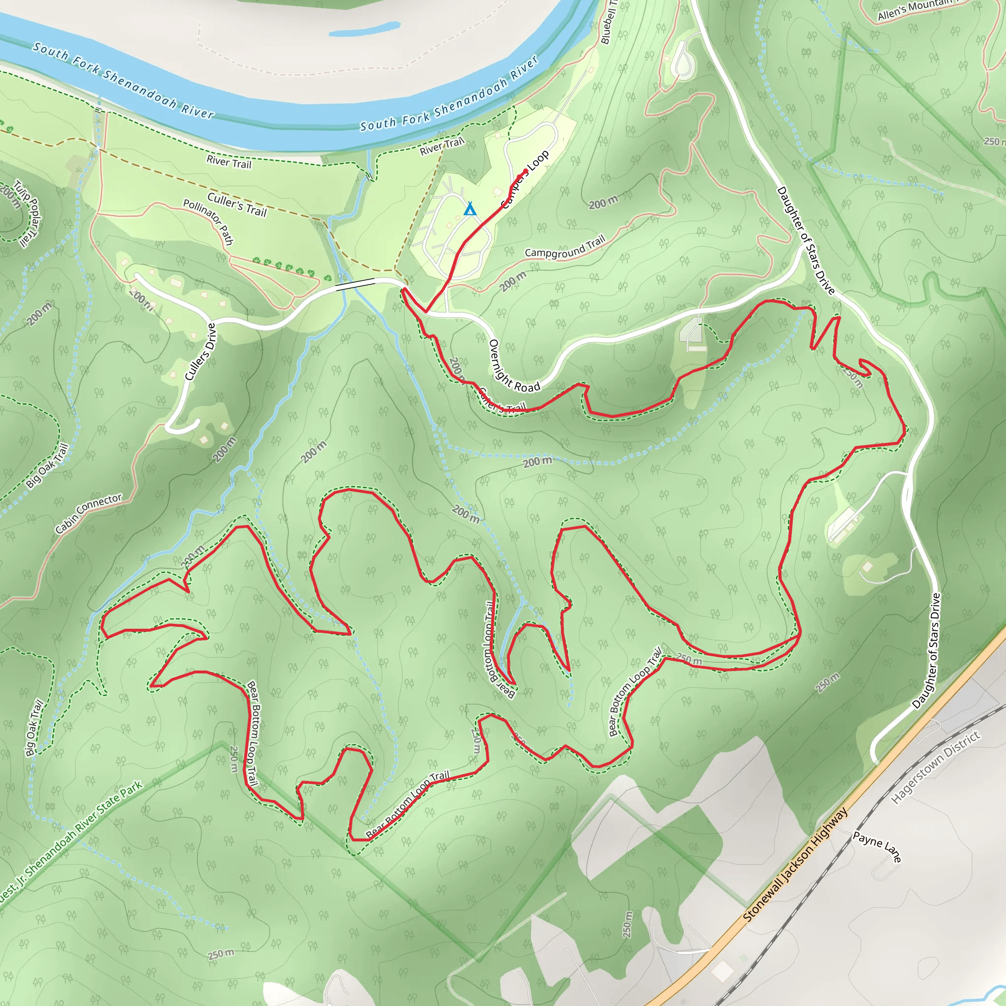 Culler's and Bear Bottom Loop Trail - South mobile static map