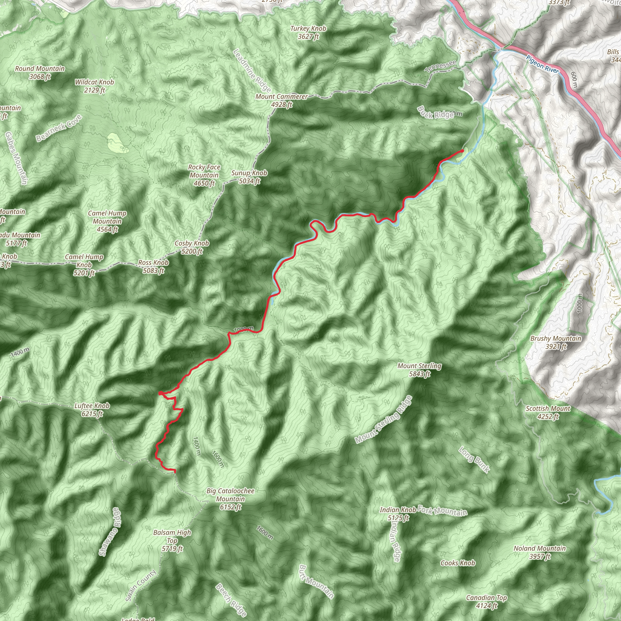 Gunter Fork Trail via Big Creek Trail mobile static map