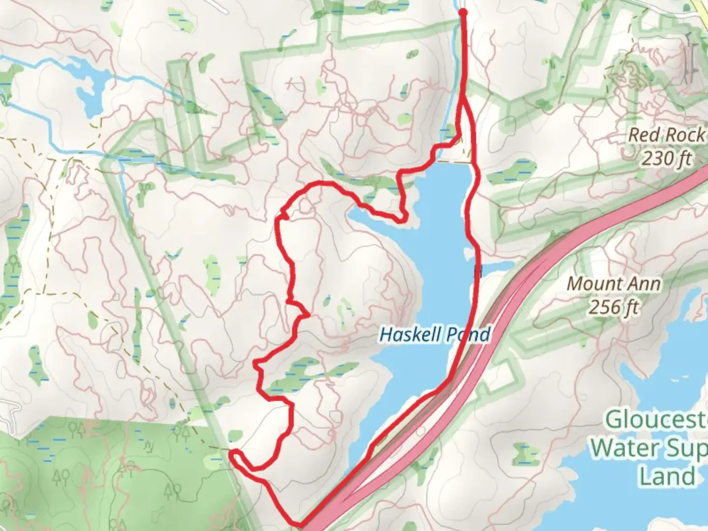 An image depicting the trail Haskell Pond Loop and its surrounding area.