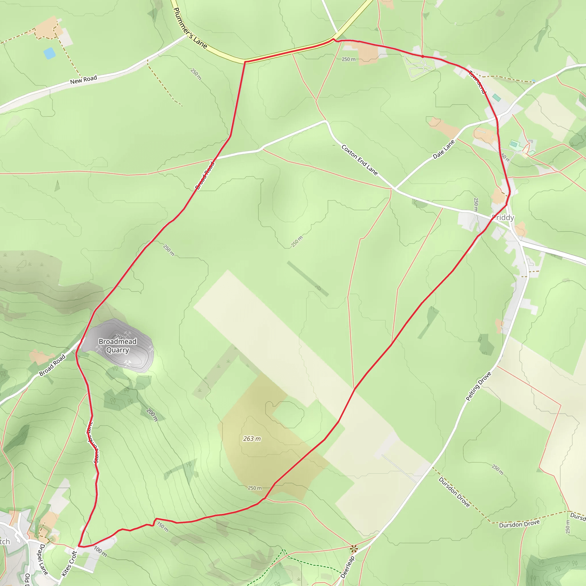 Priddy Circular Walk mobile static map