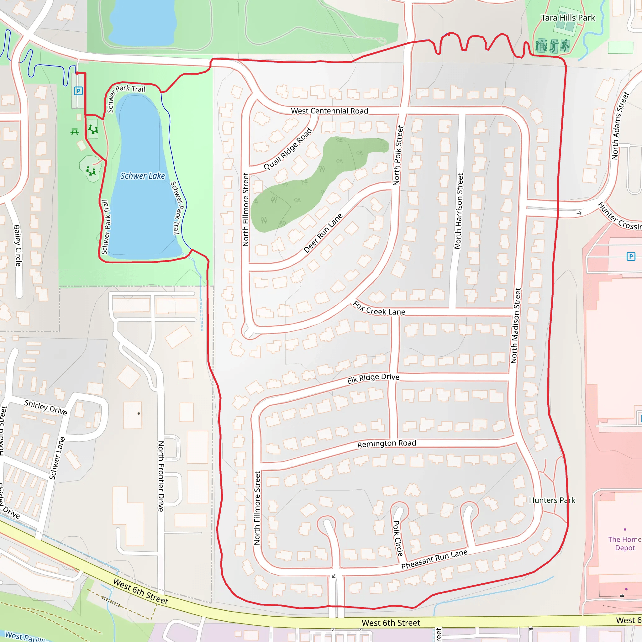 Schwer Park Loop Trail mobile static map