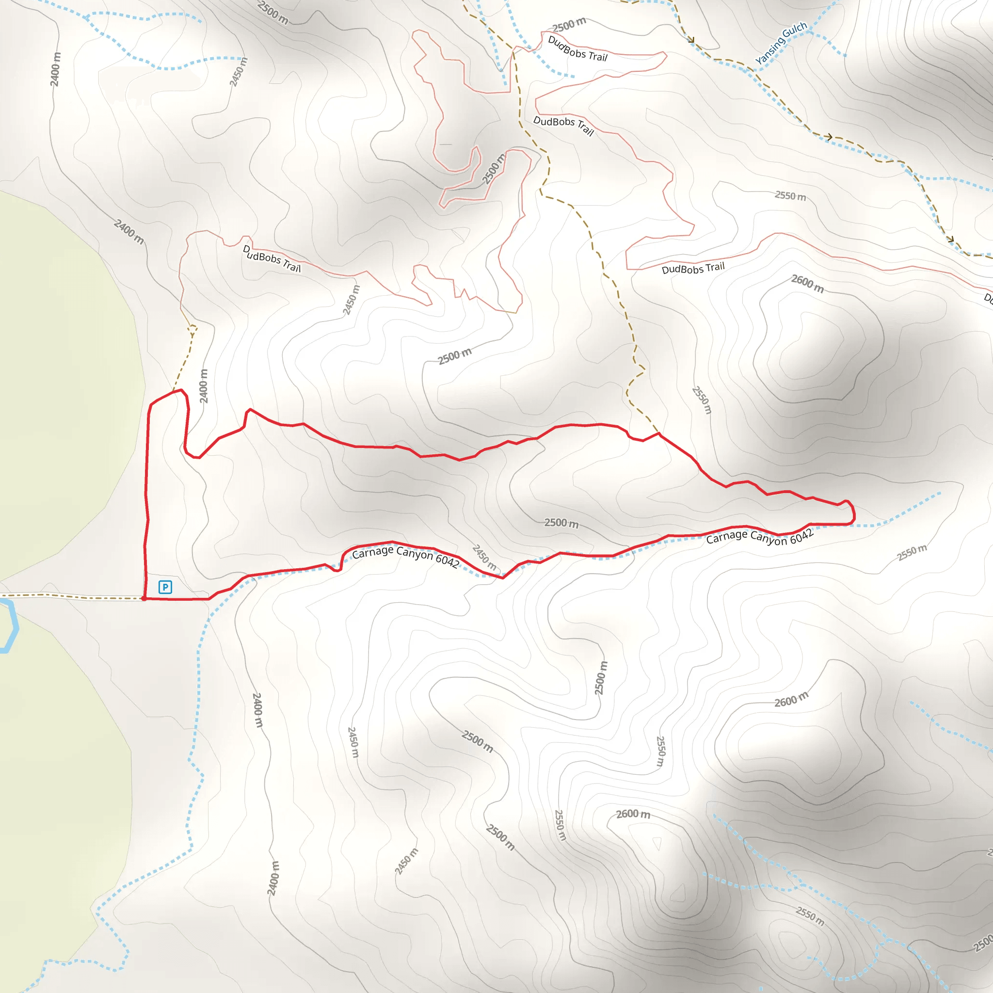 Yansing Gulch - Carnage Canyon Loop Trail mobile static map