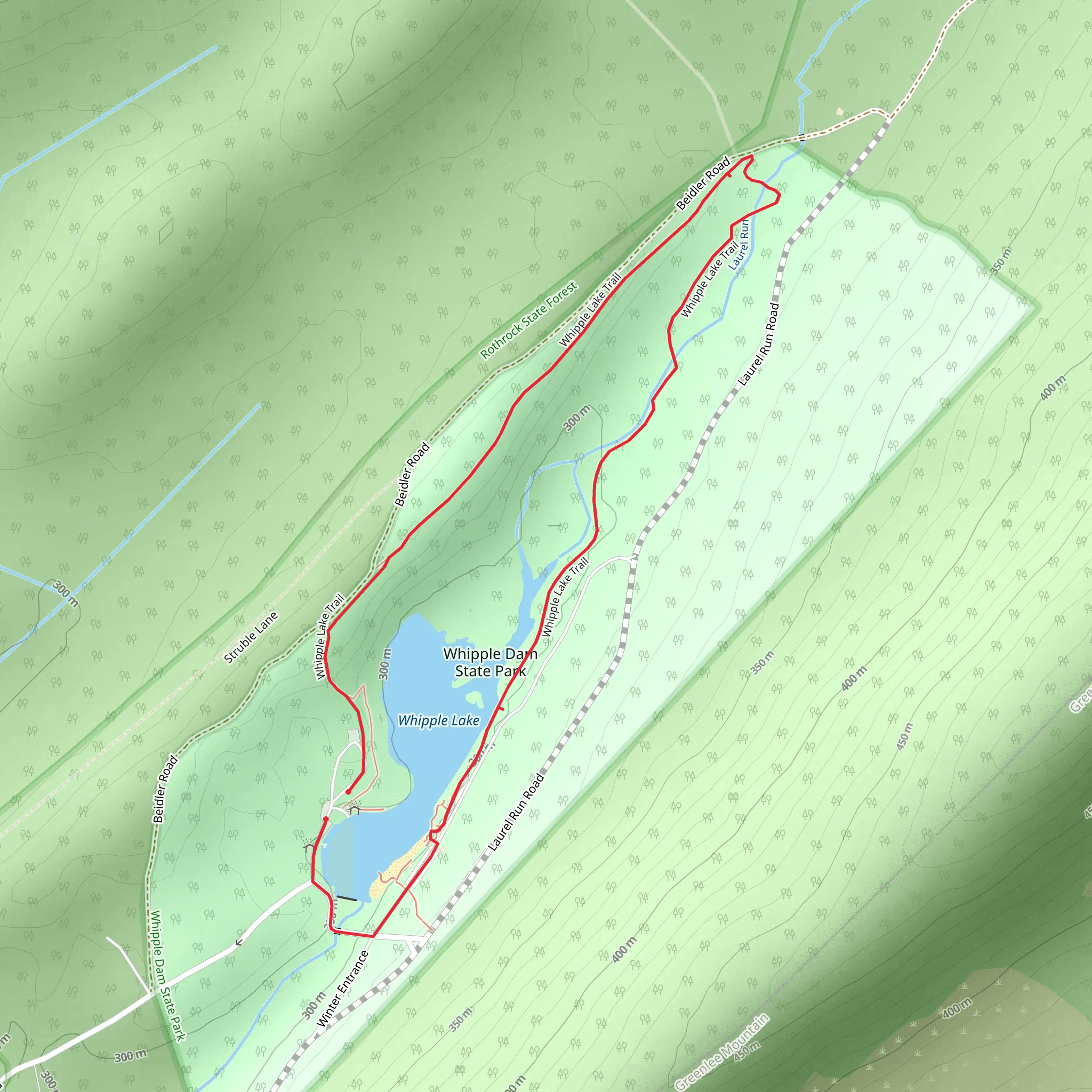 Whipple Lake Loop via Ruby Ridge Trail mobile static map