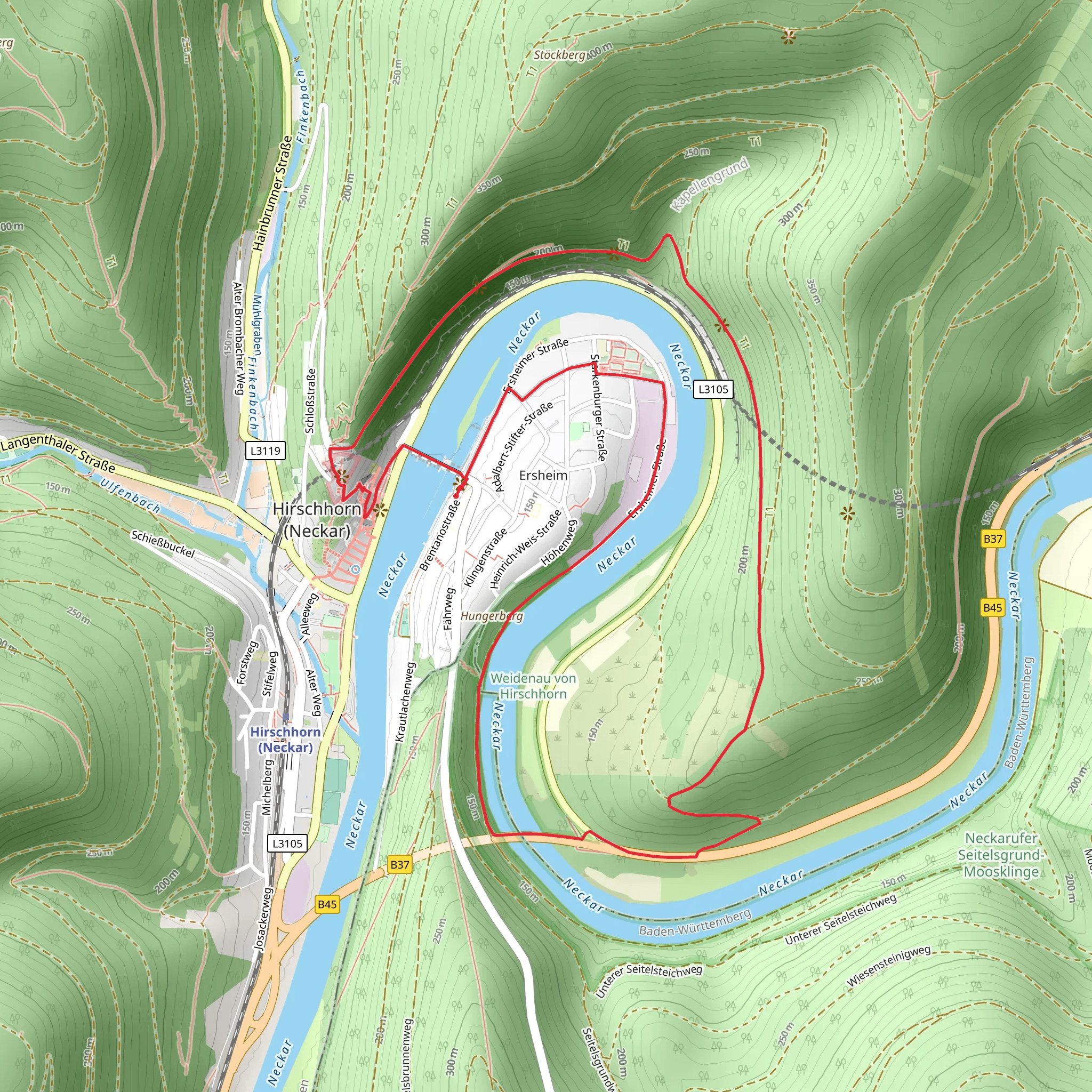 Neckar and Hungerberg mobile static map