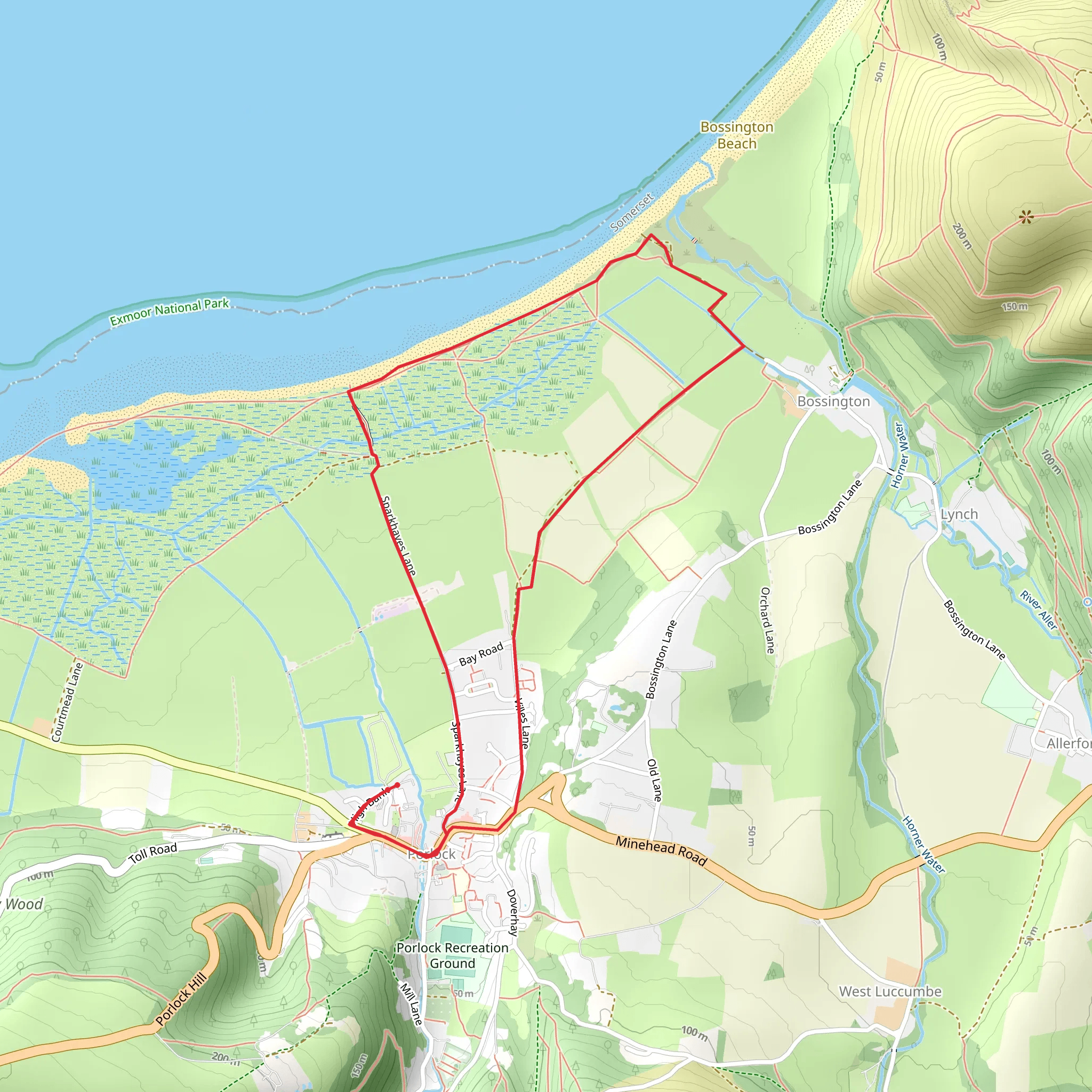 Porlock Marshes Walk mobile static map