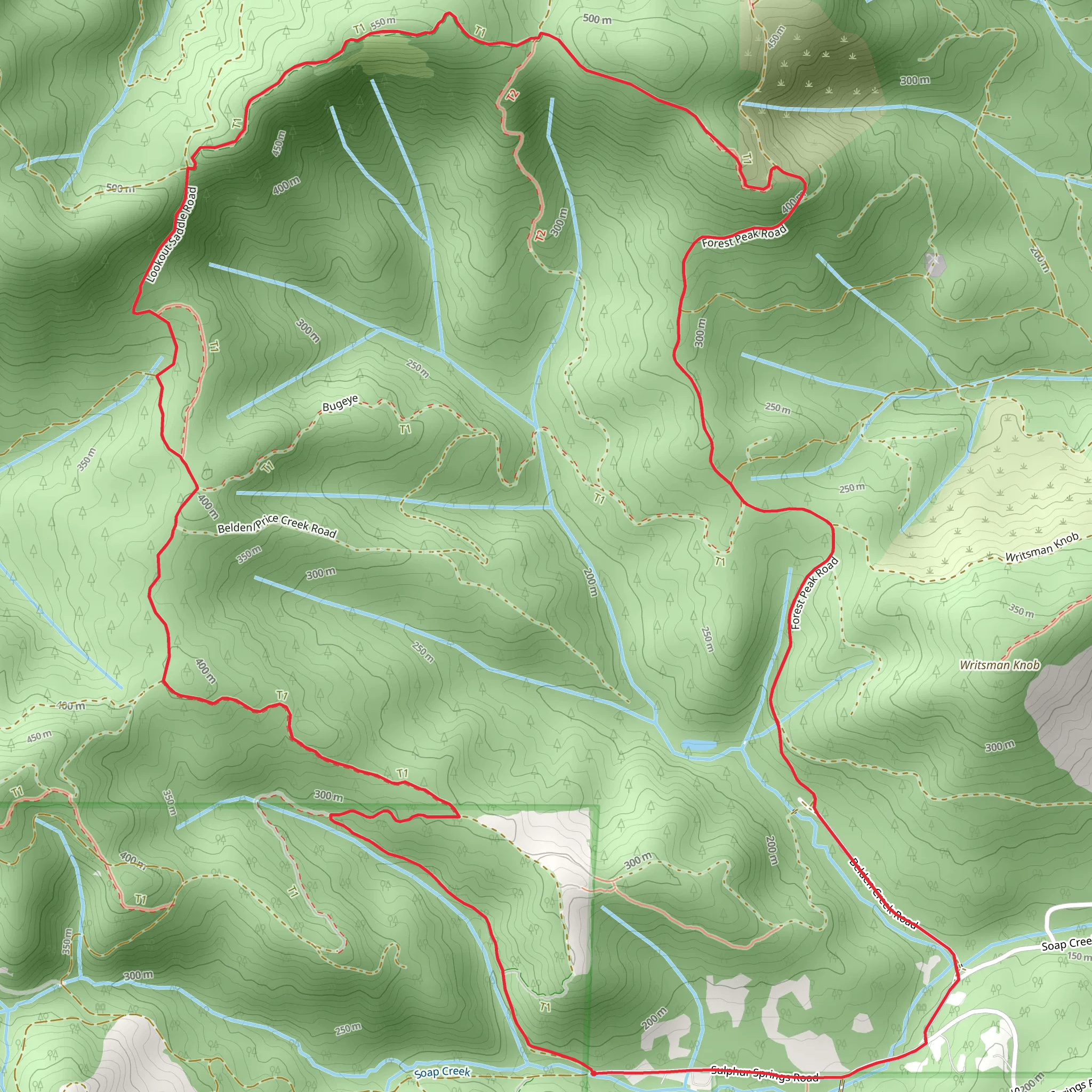 Belden Creek Road and Trail of Woe Loop mobile static map