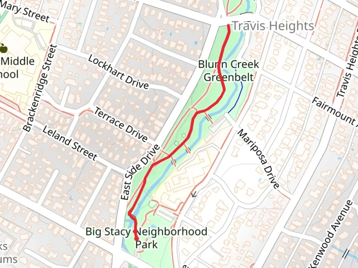 An image depicting the trail Blunn Creek and its surrounding area.