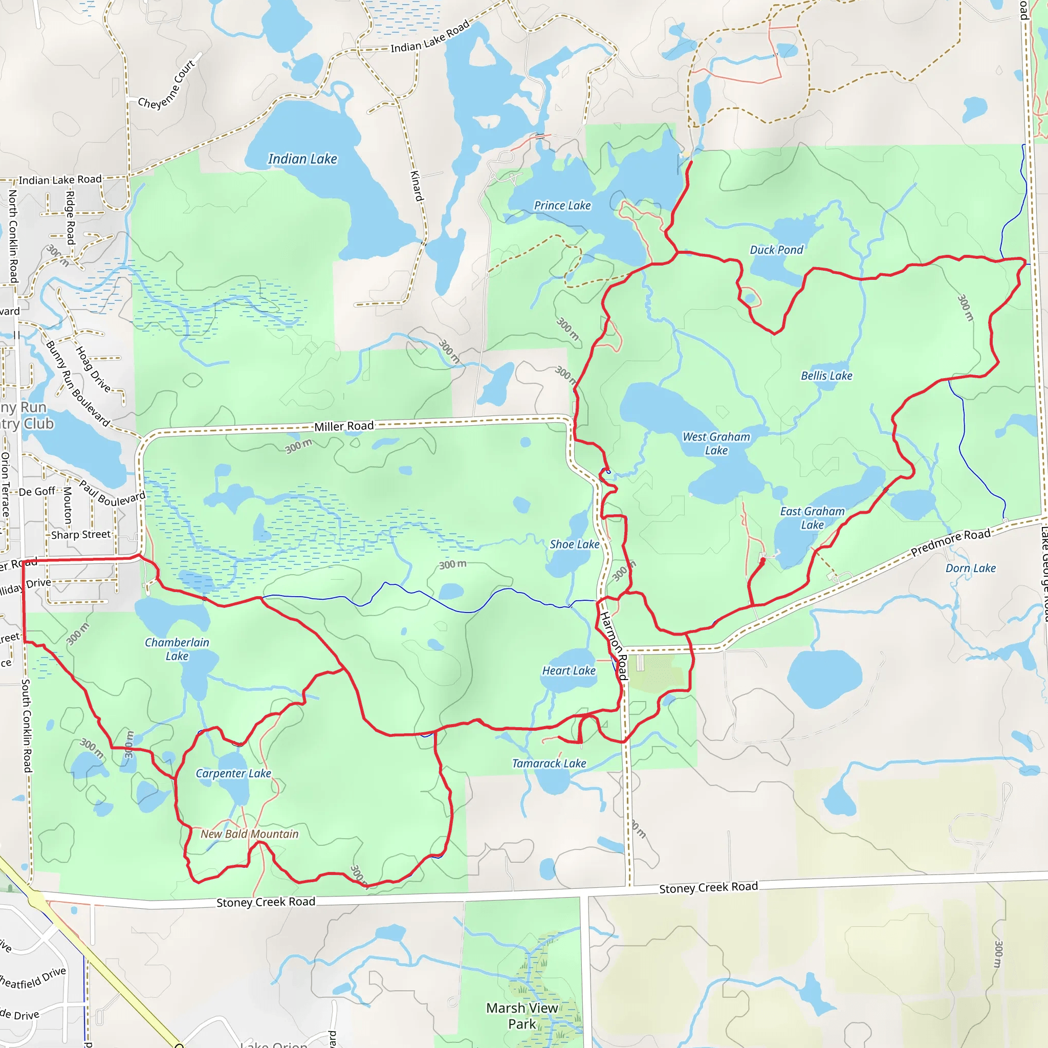 Prince Lake, East Graham Lake and Chamberlain Lake Loop mobile static map
