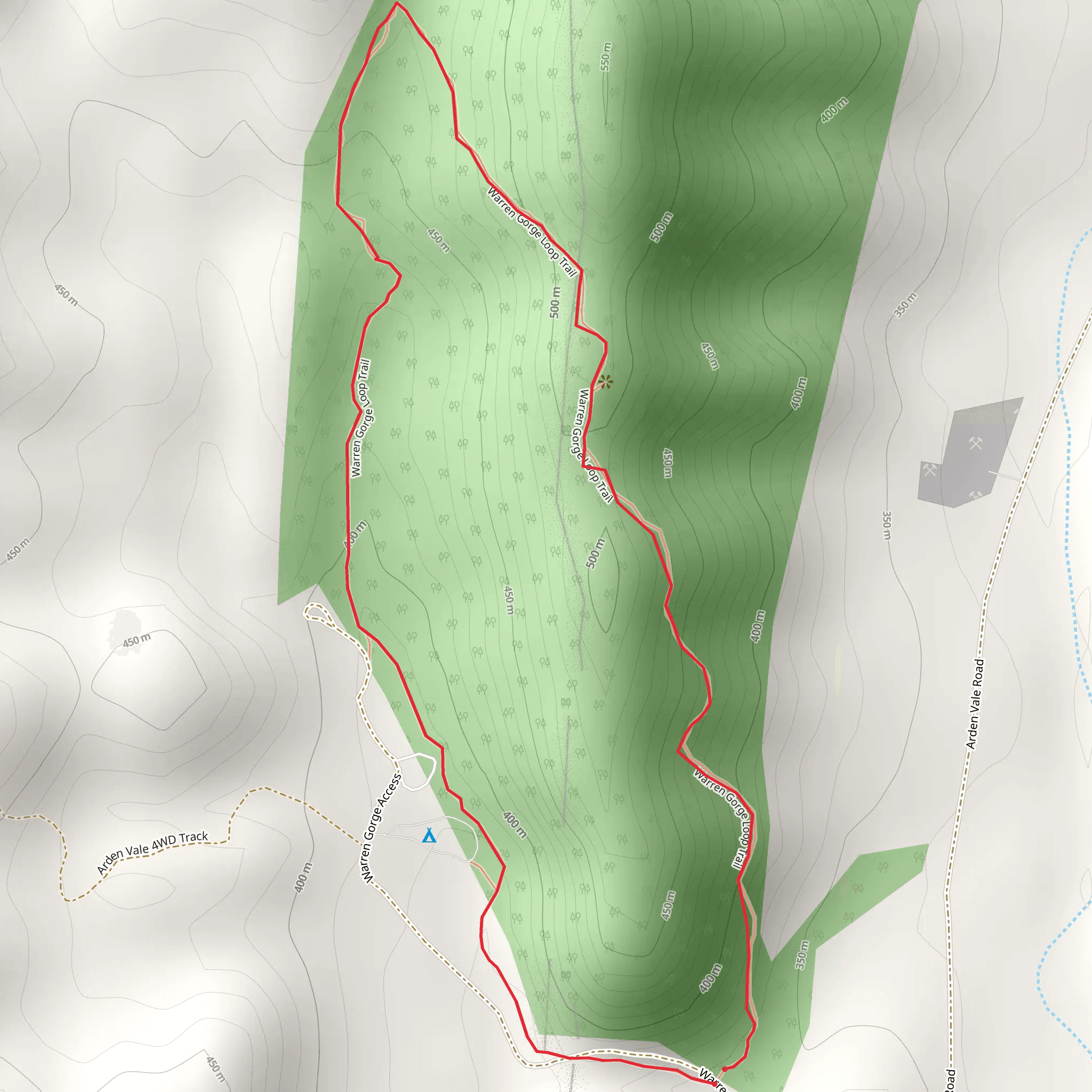Warren Gorge Trail mobile static map