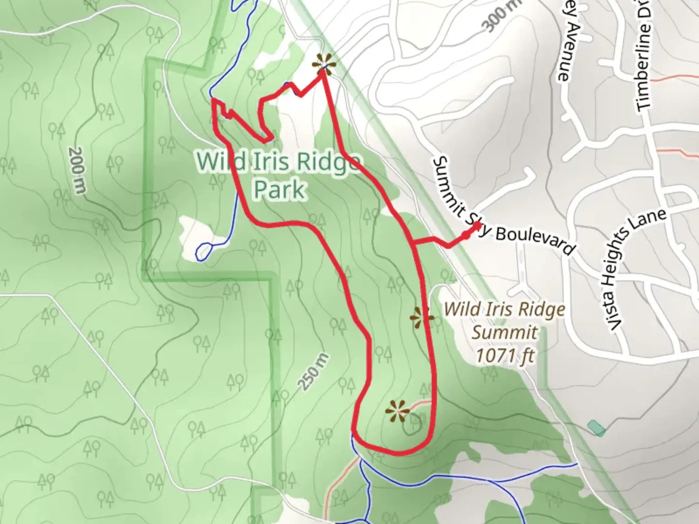An image depicting the trail Iris Ridge Short Loop and its surrounding area.