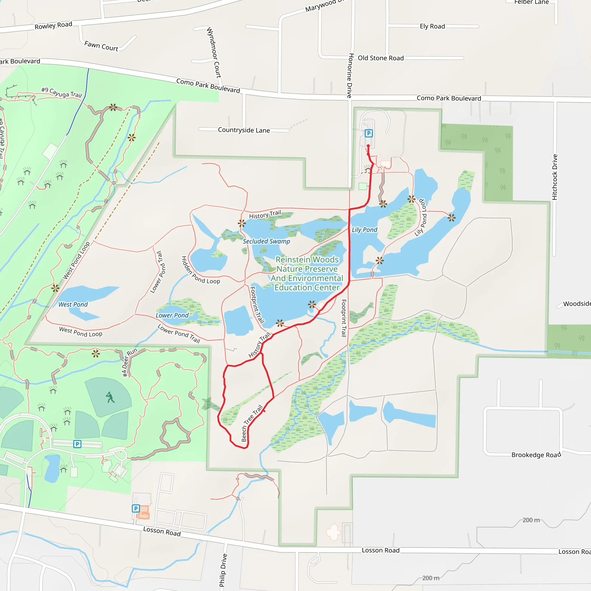 Beech Tree Trail via Lily Pond mobile static map