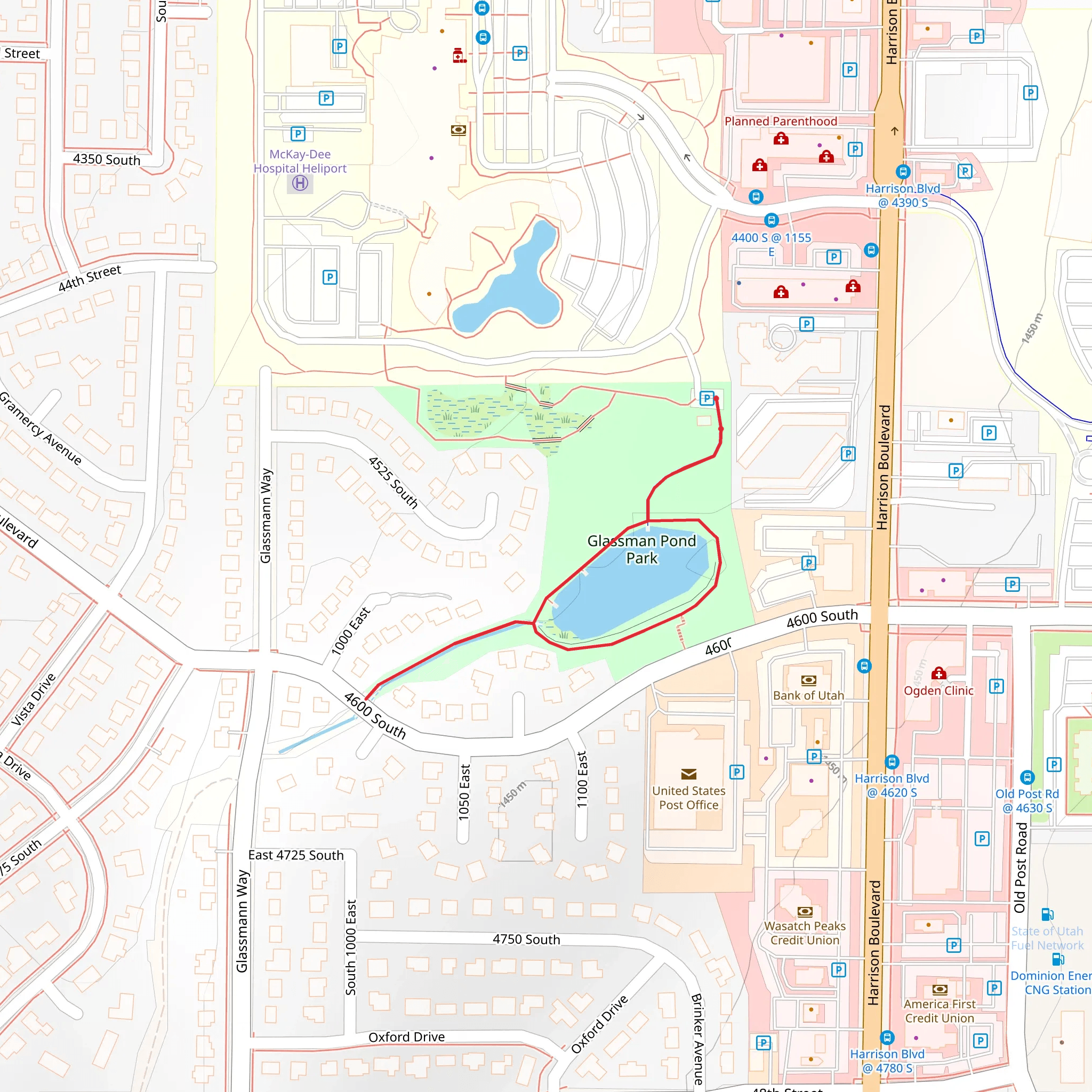 Glassman Pond and Glassman Pond Park Loop mobile static map