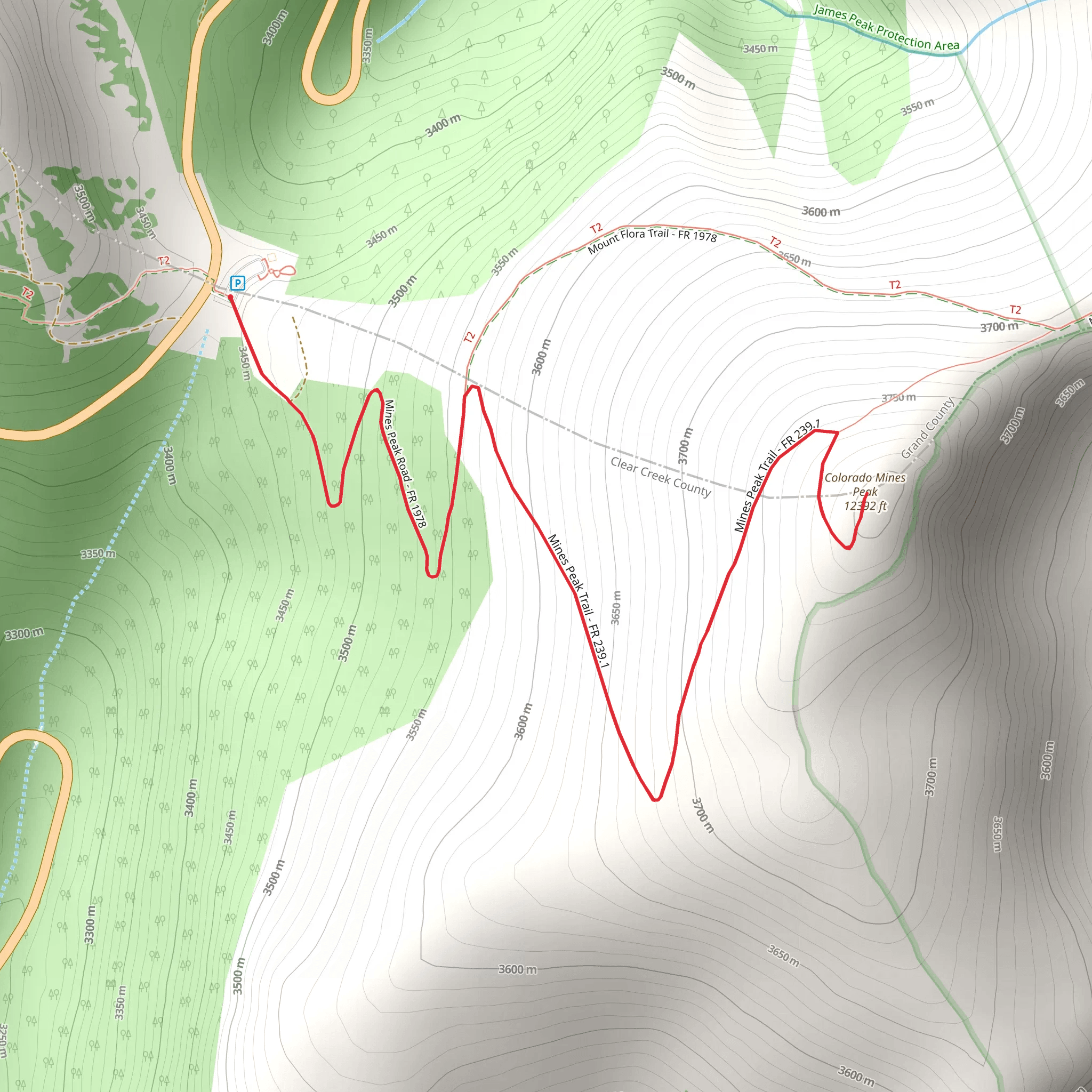 Colorado Mines Peak mobile static map