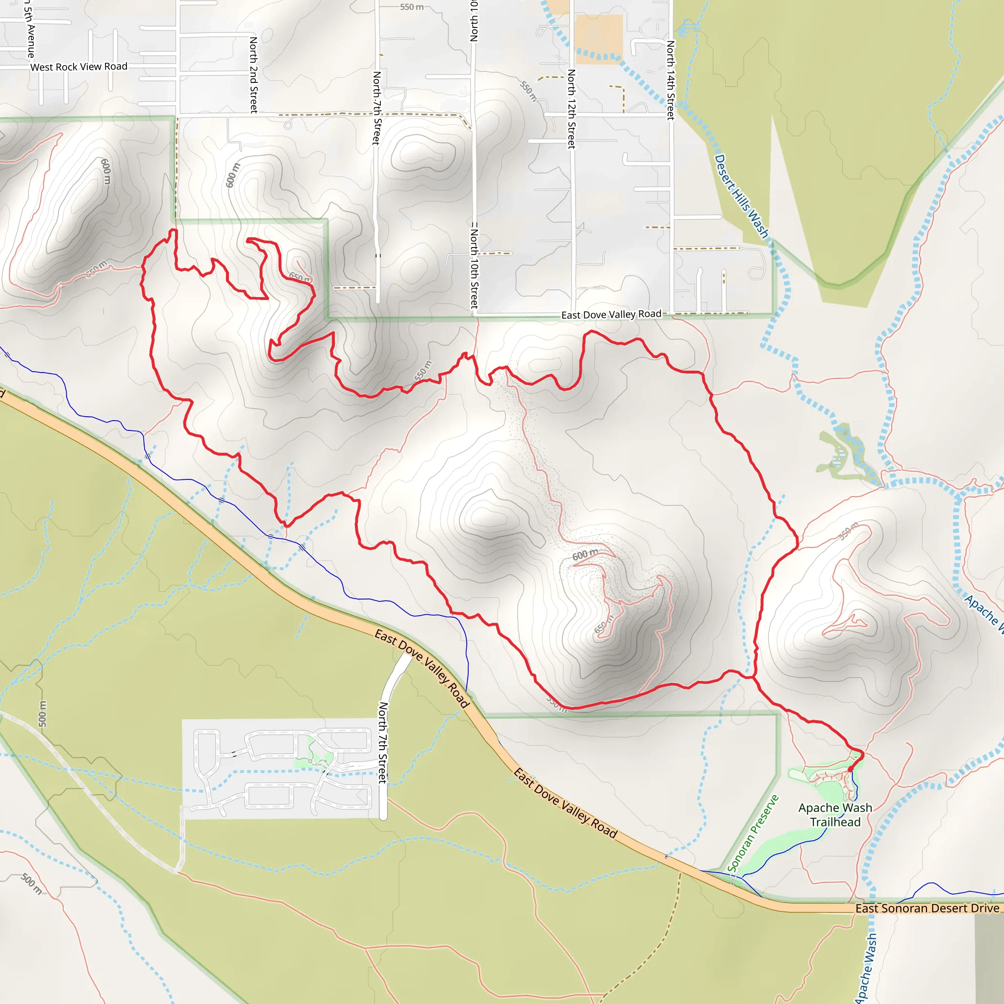 Ocotillo and Sidewinder Loop mobile static map