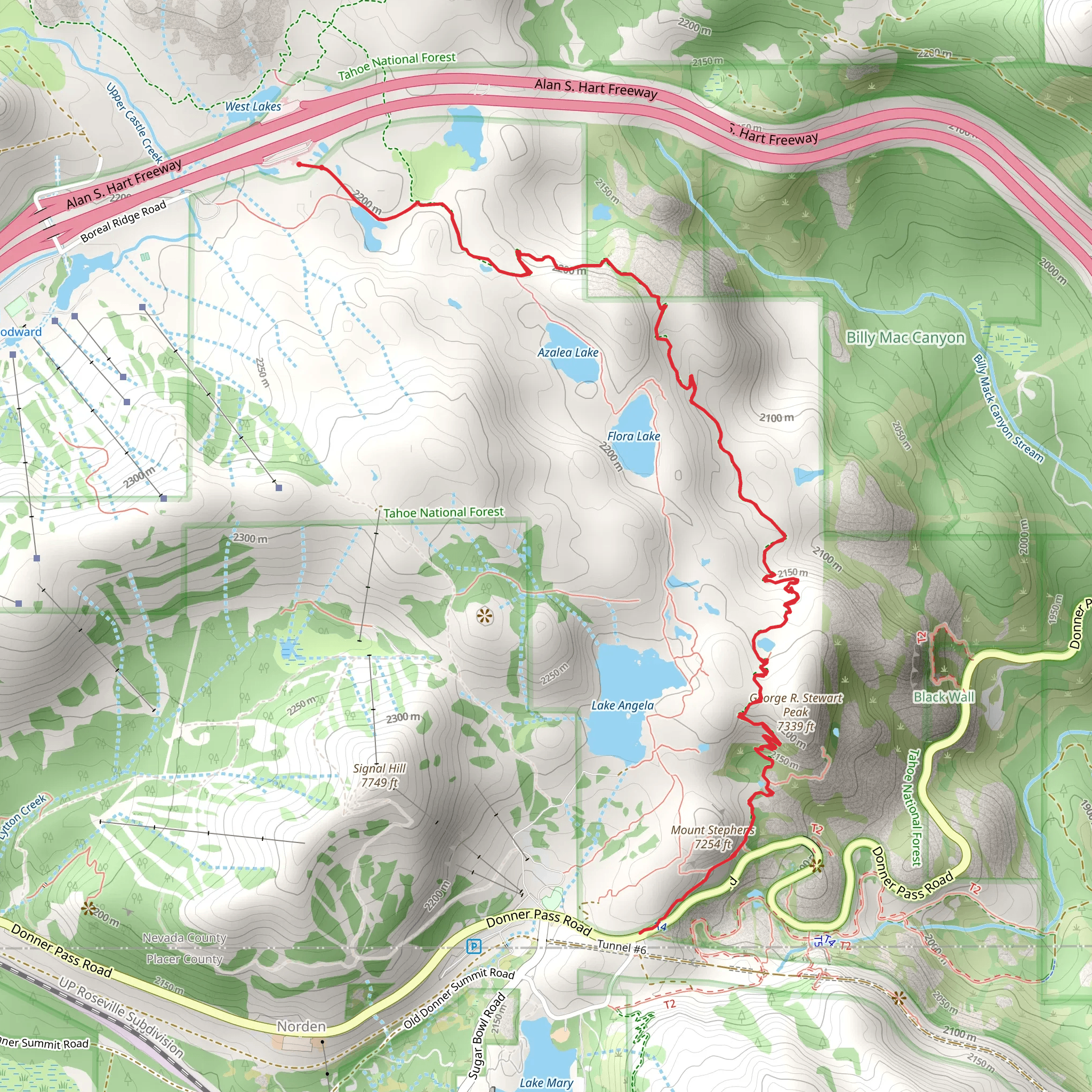 Pacific Crest Trail from West Lakes mobile static map