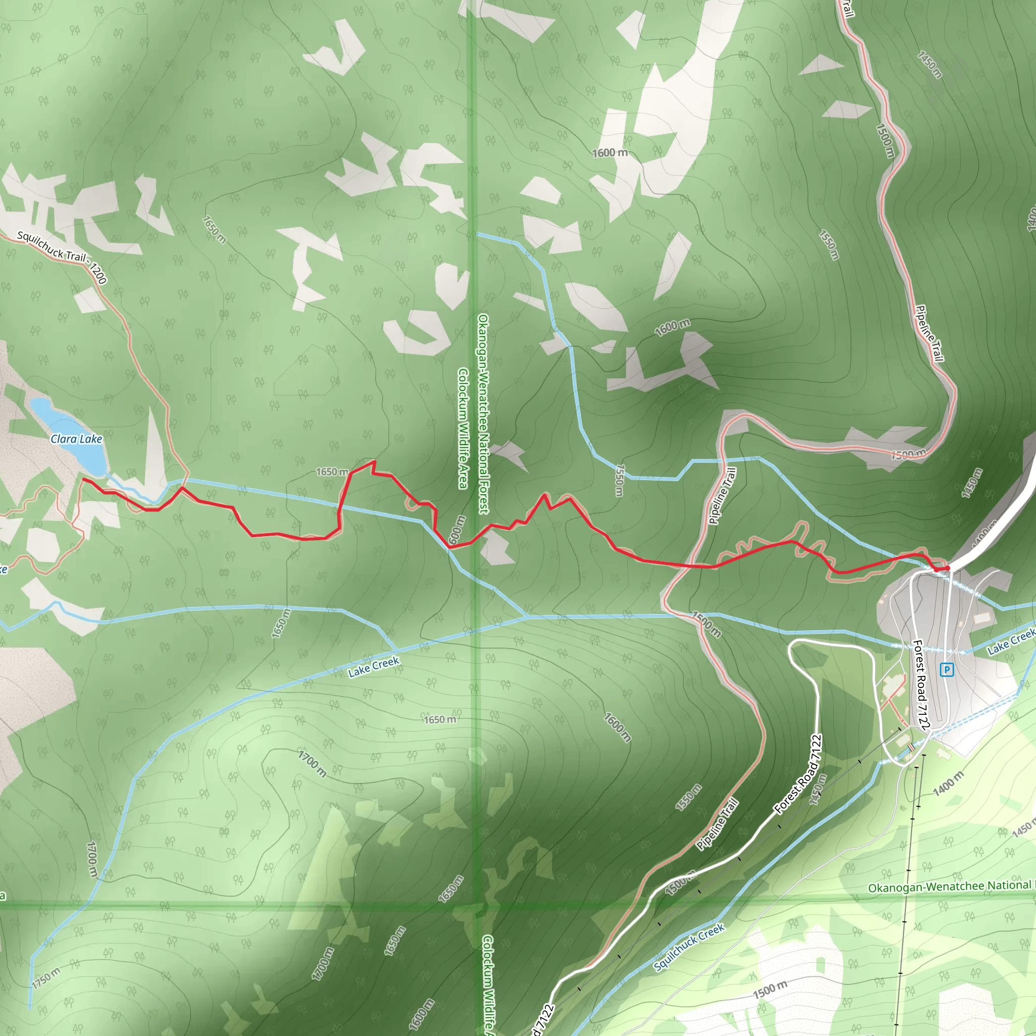 Clara Lake via Squilchuck Trail mobile static map