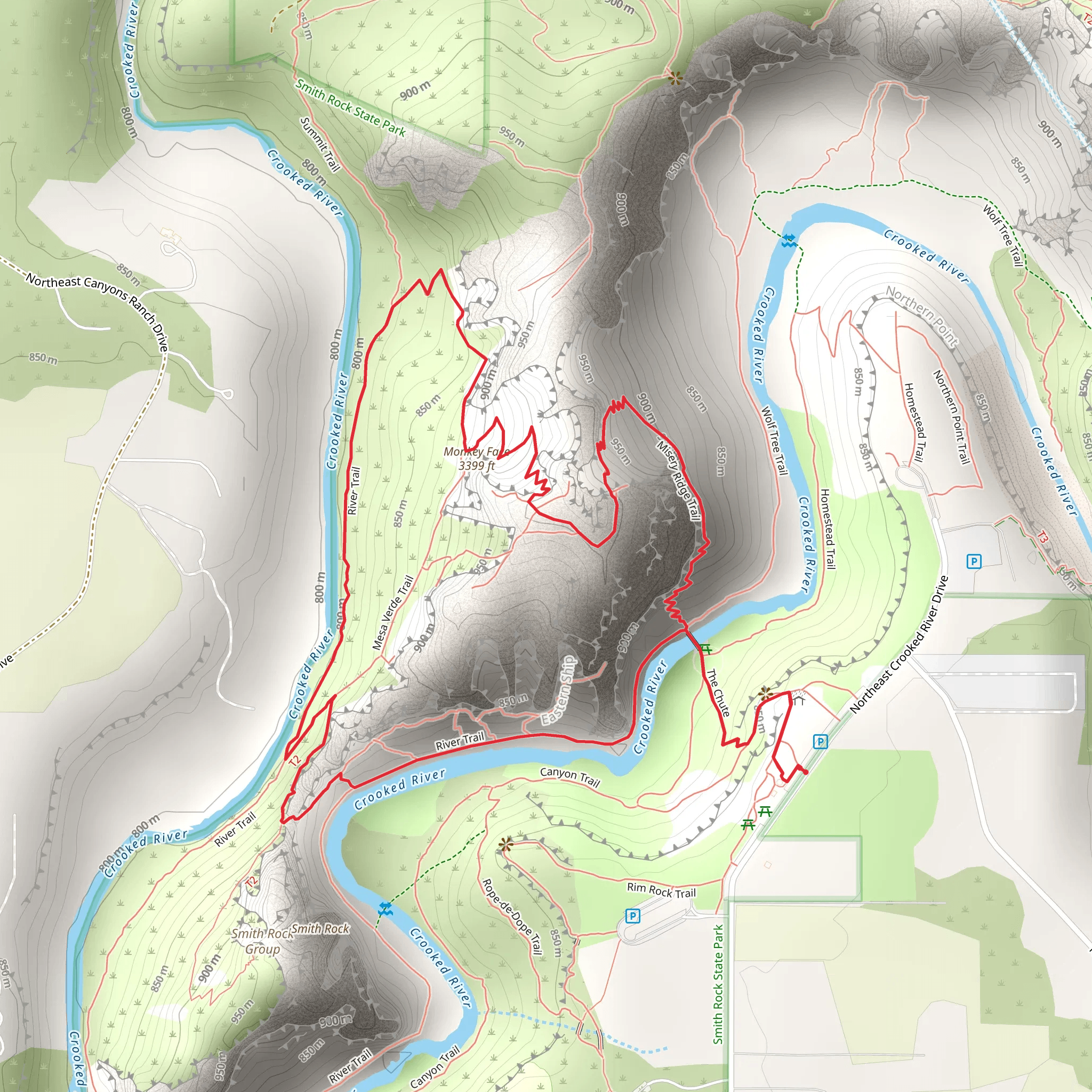 Monkey Face - Mesa Verde - Misery Ridge - Asterisk Pass Loop Trail mobile static map