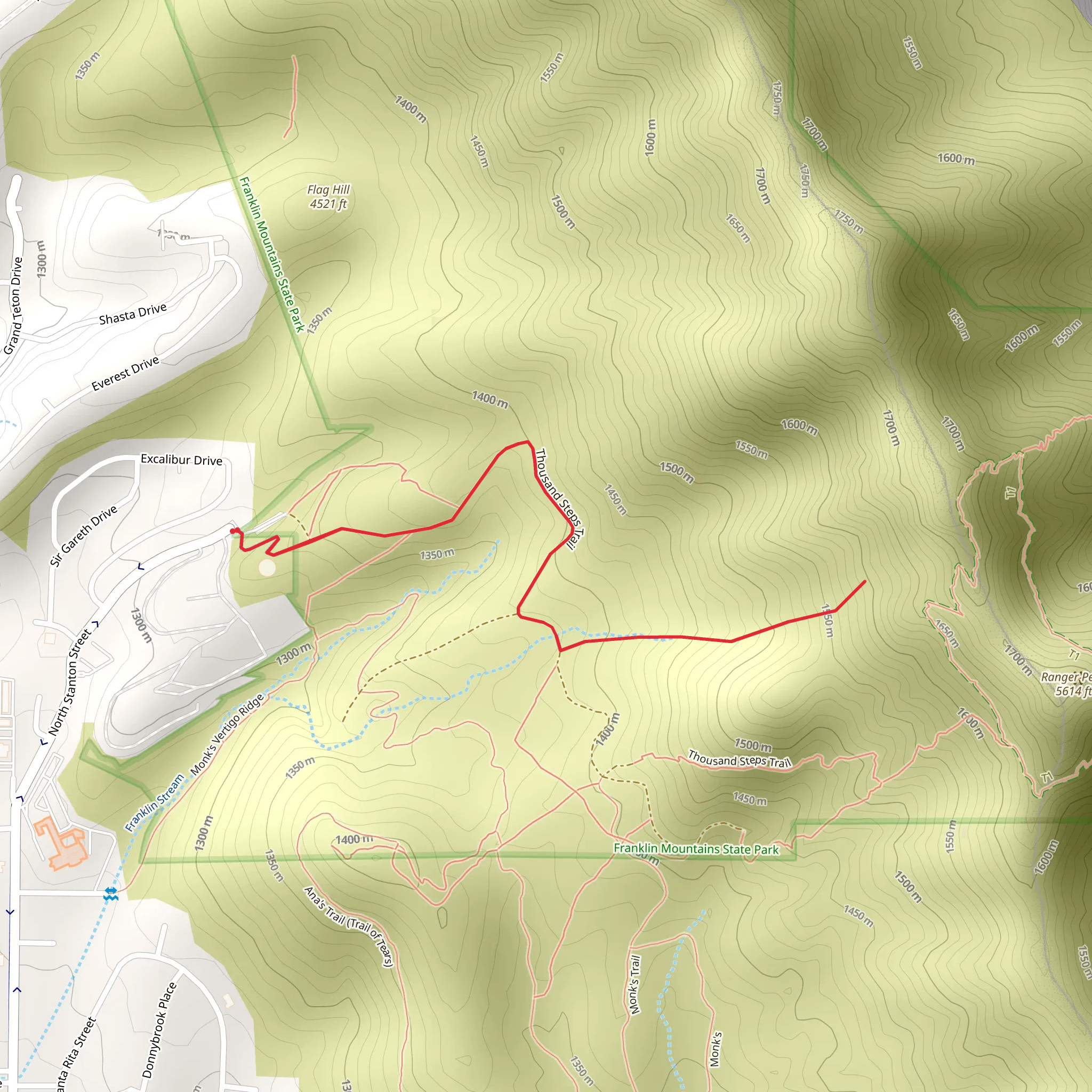 Thousand Steps Trail mobile static map