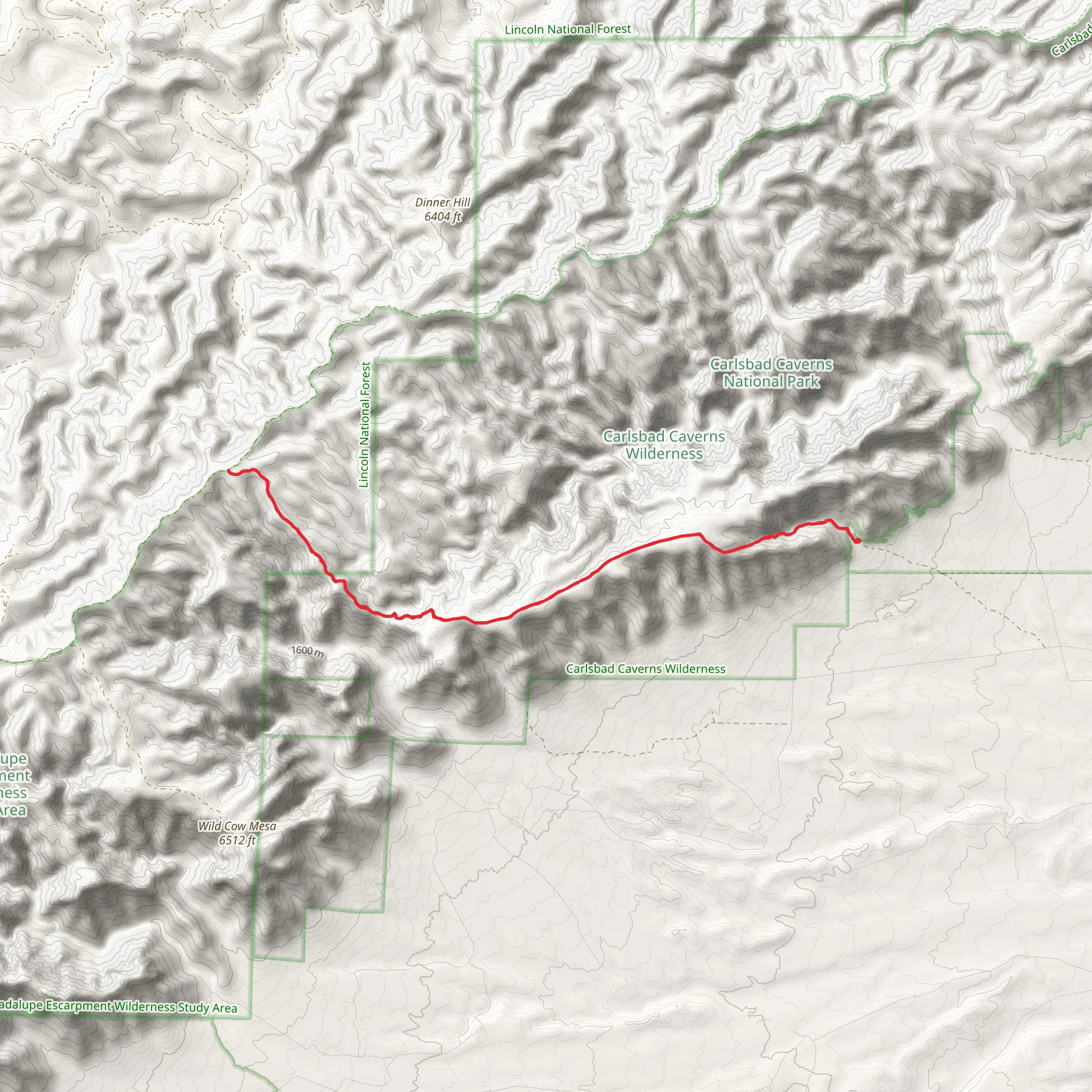 Yucca Canyon Trail mobile static map