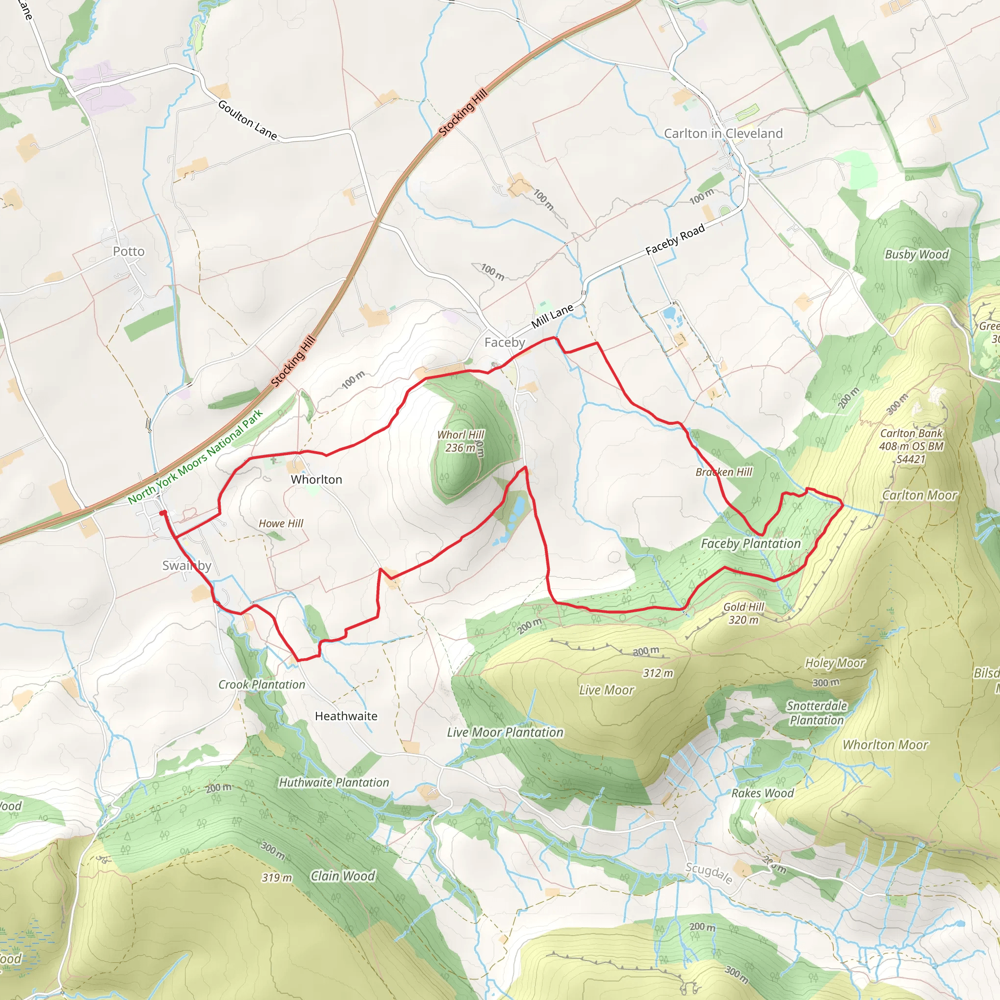 Swainby - Carlton Moor - Faceby and Whorlton mobile static map