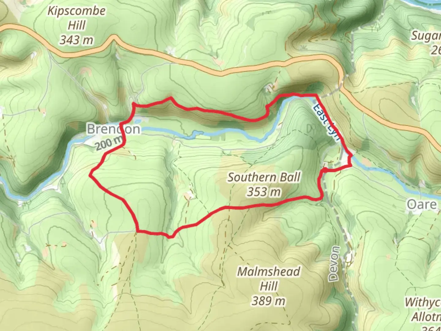 An image depicting the trail Southern Wood and Leeford loop and its surrounding area.