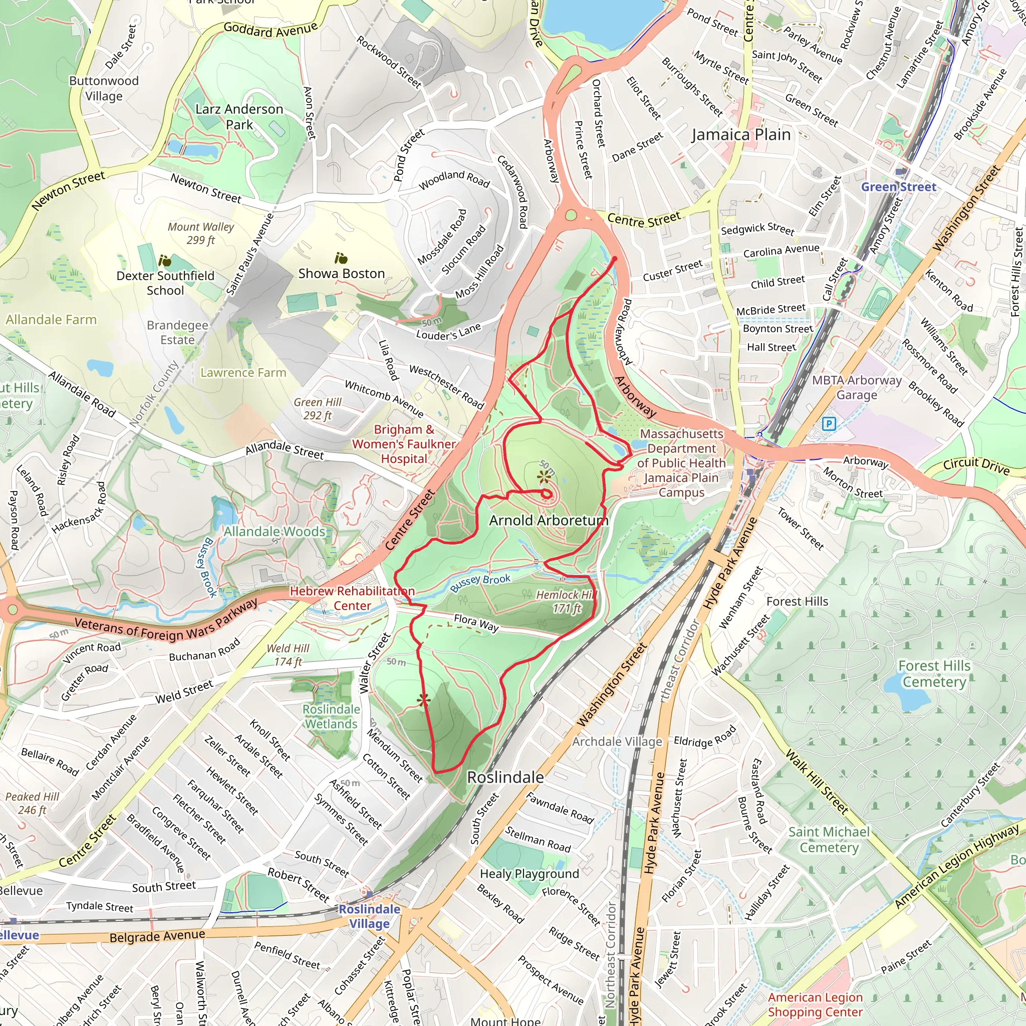 Bussey Hill, Hemlock Hill and Peter's Hill Loop via Conifer Path mobile static map
