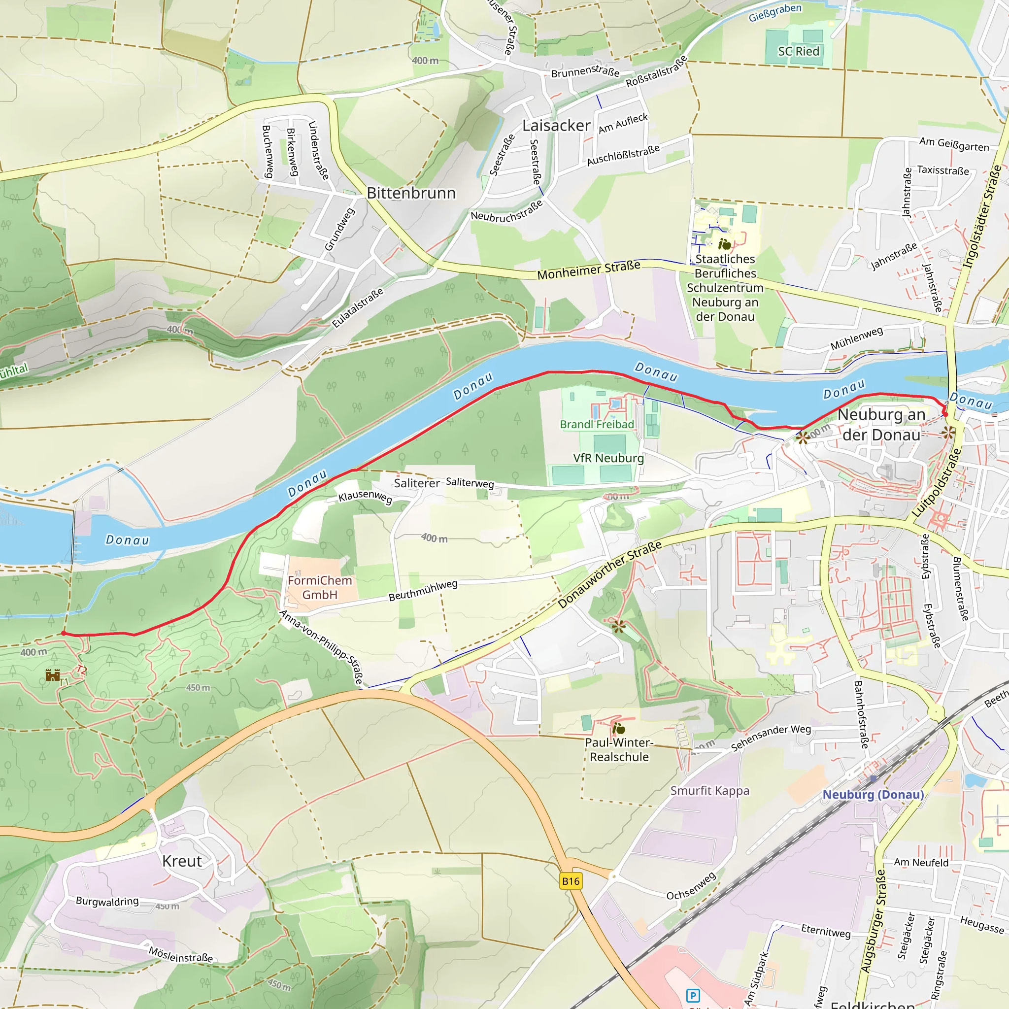 Schloss Neuburg to Alte Burg Walk mobile static map