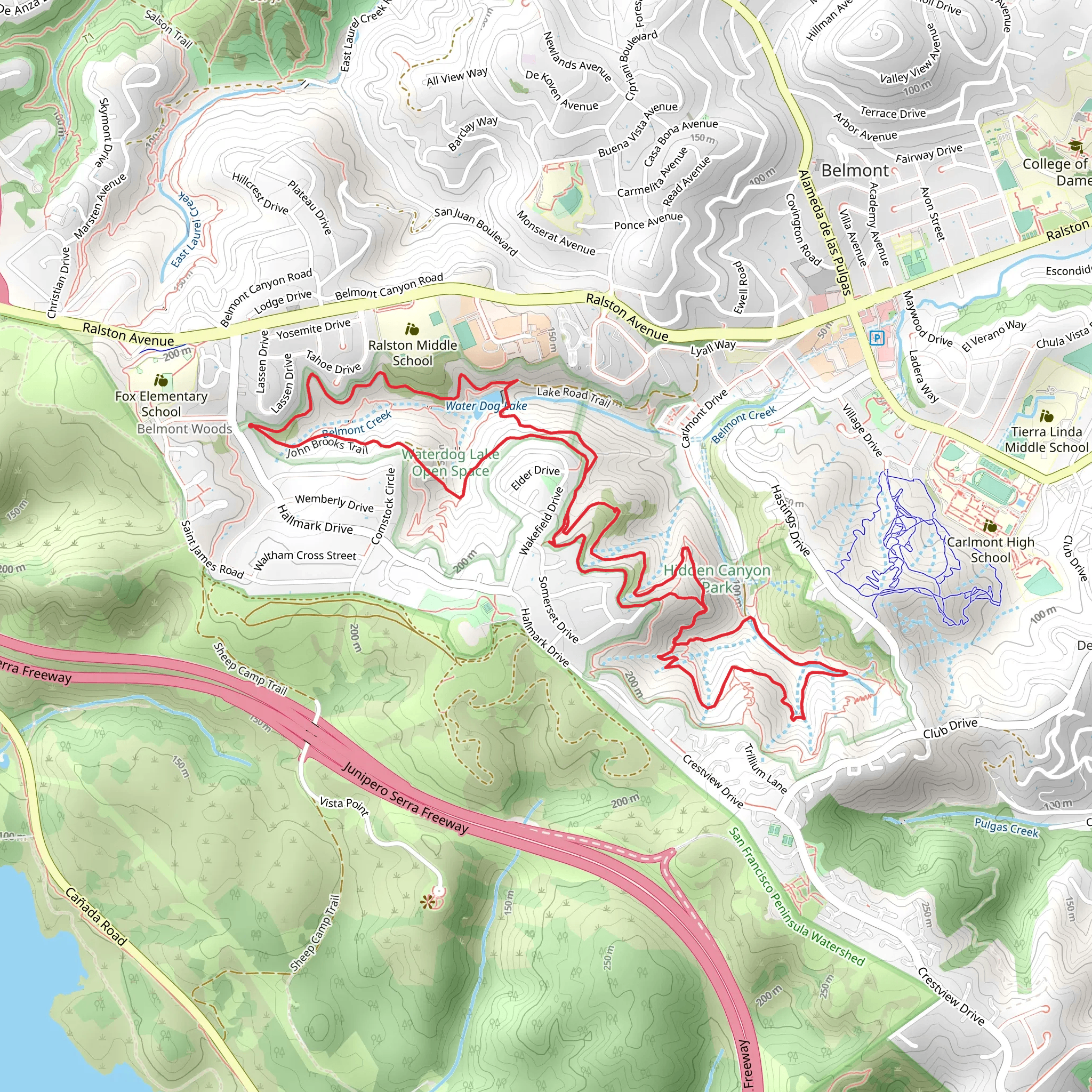 Water Dog Lake - Belmont Creek Loop mobile static map