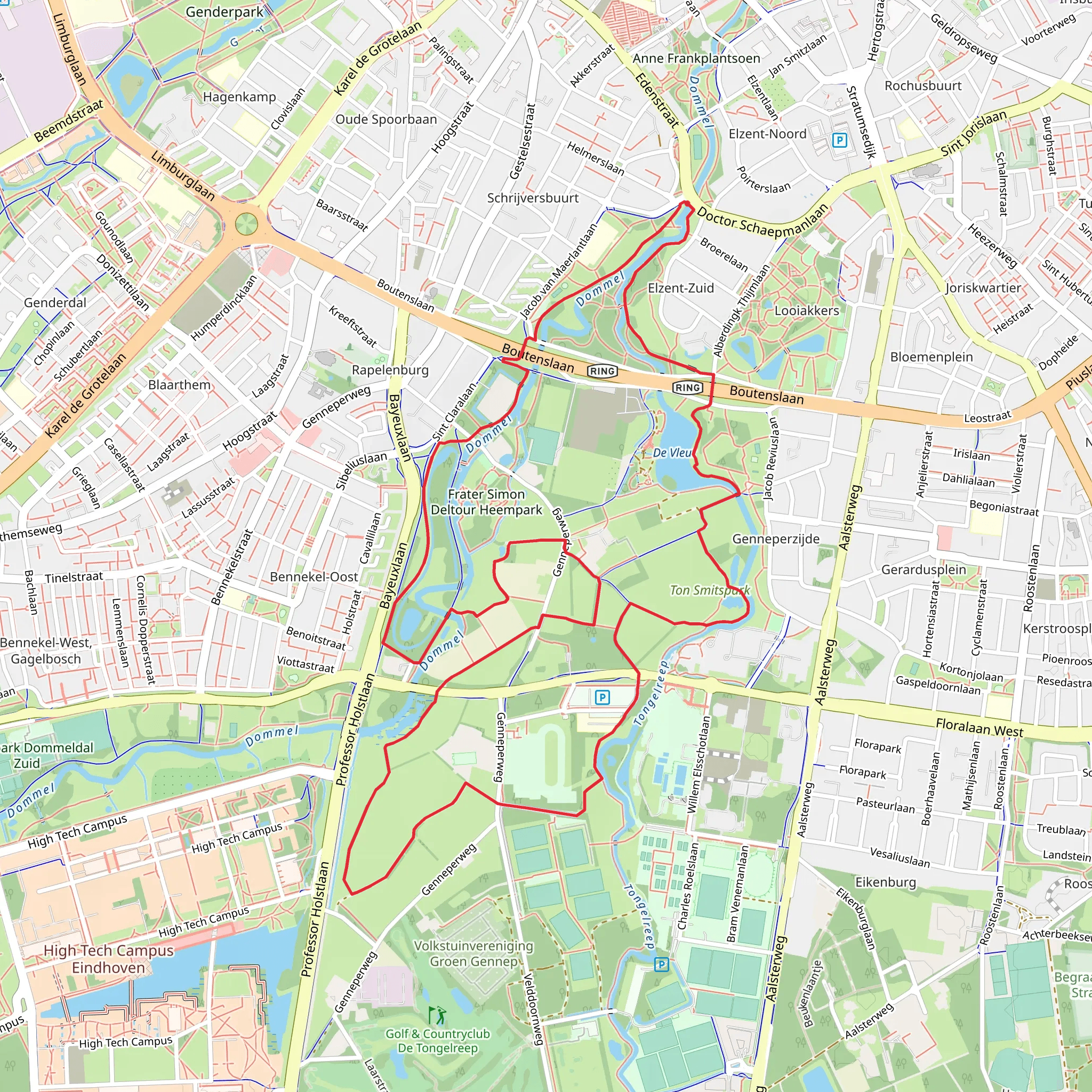Dommelplantsoen, De Vleut and Oud - Gestel Loop mobile static map