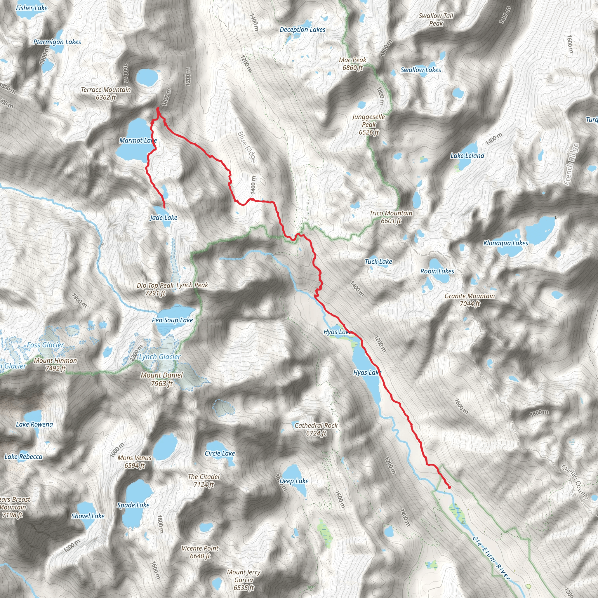 Jade Lake and Marmot Lake via Lake Clarice Trail mobile static map