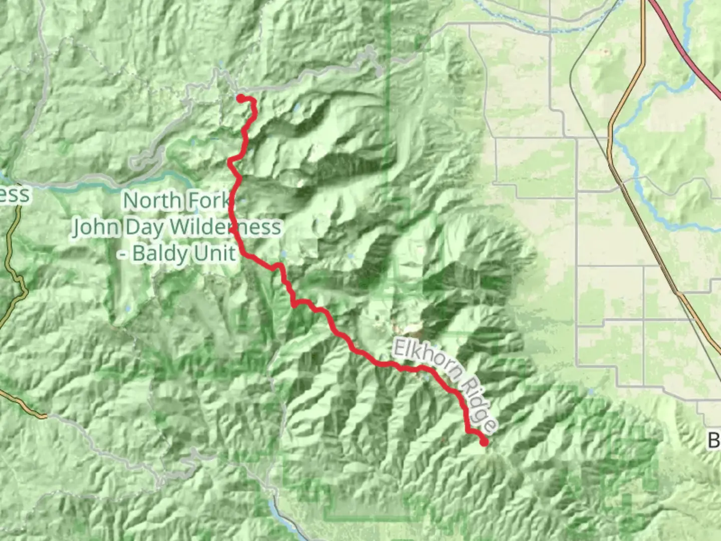 An image depicting the trail Elkhorn Crest Trail to Black Lake Trail via Marble Pass and its surrounding area.