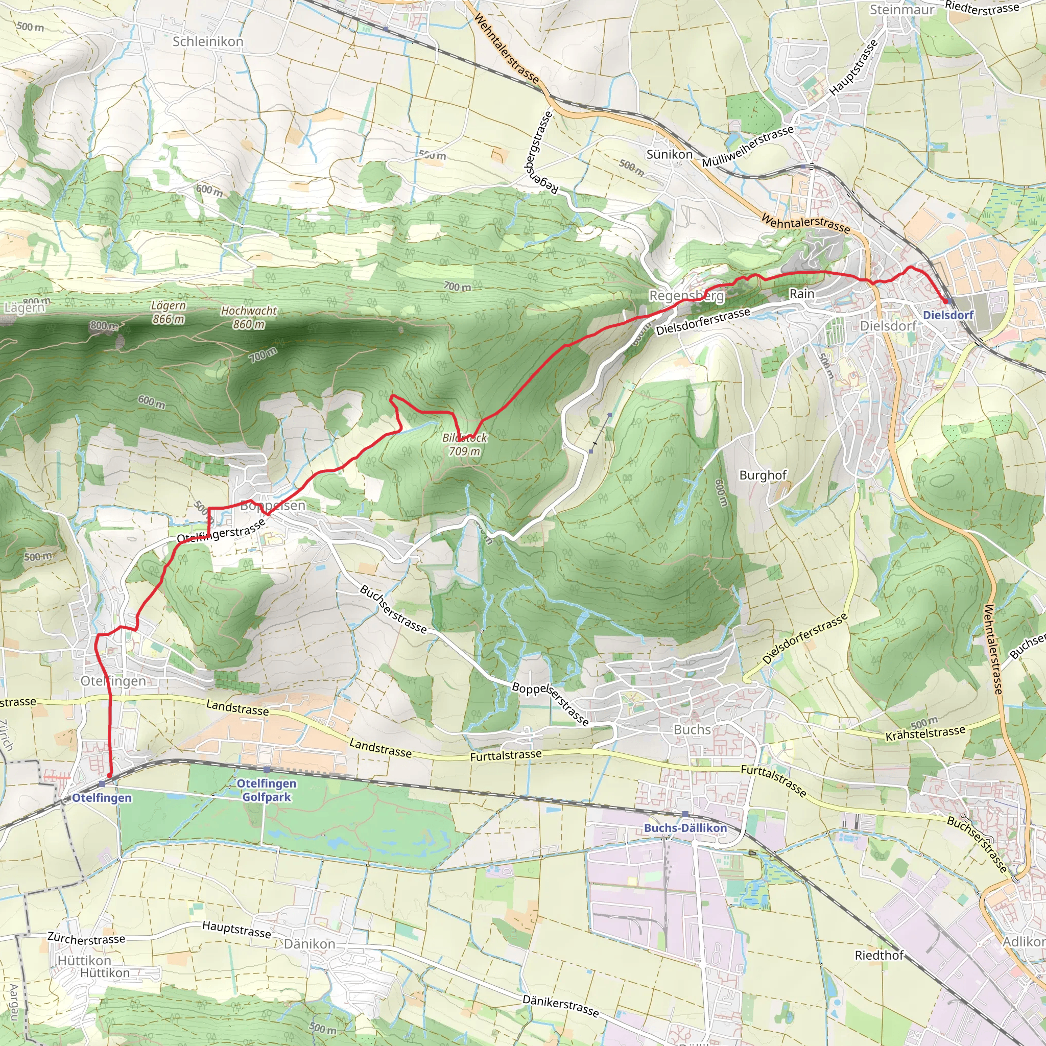 Dielsdorf - Regensberg Trail mobile static map