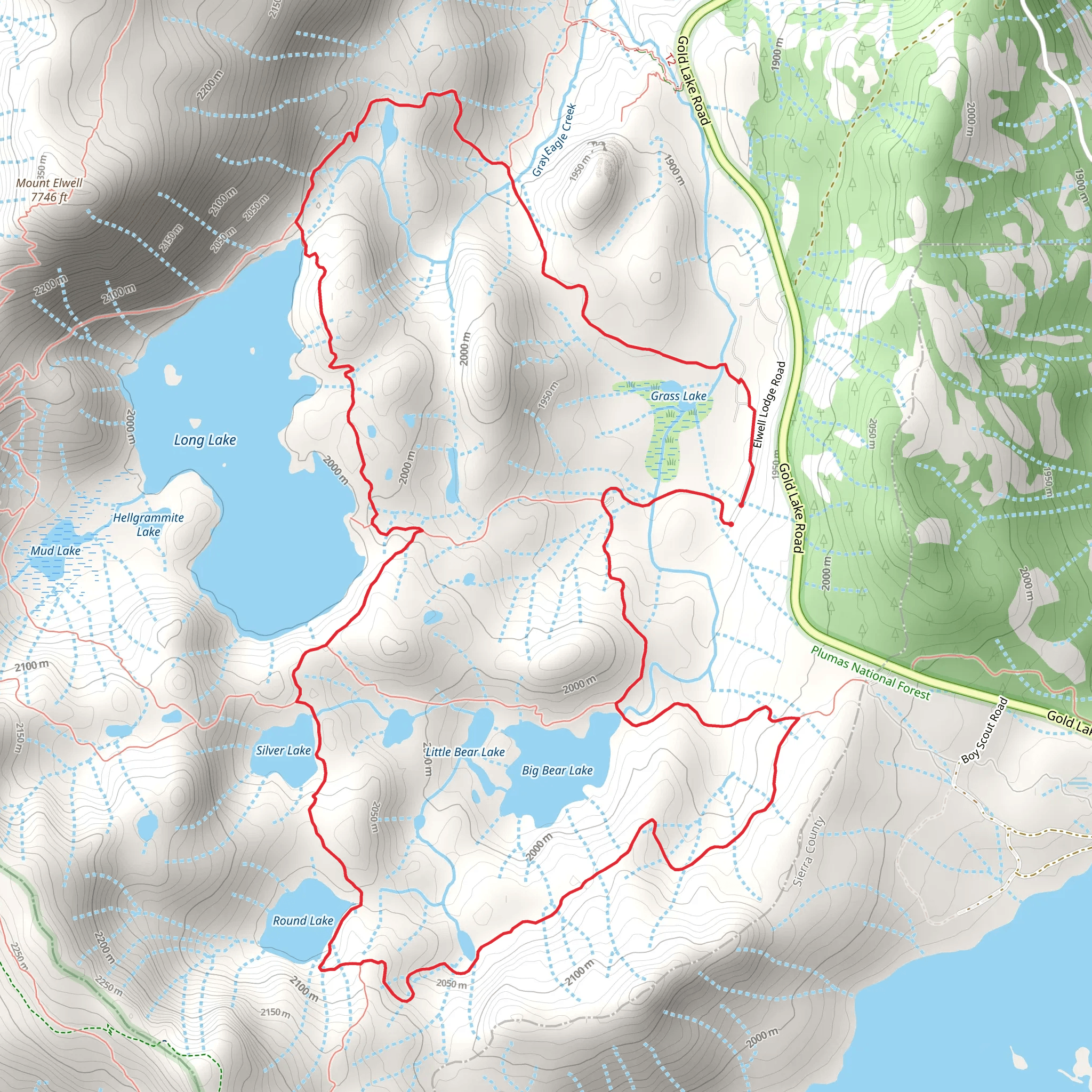 Round Lake, Long Lake Connector and Grassy Lake Loop Trail mobile static map