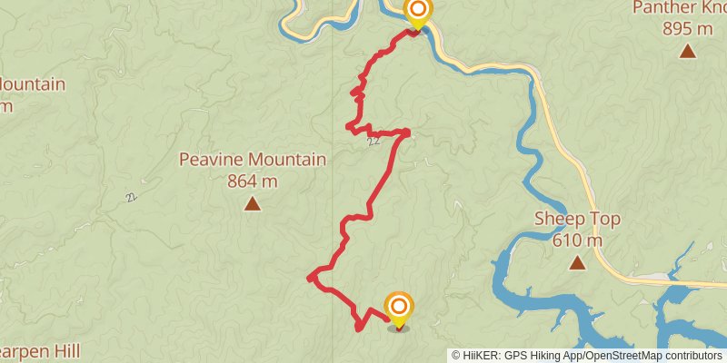 Southeastern Serpentine Trail stage 50 Map