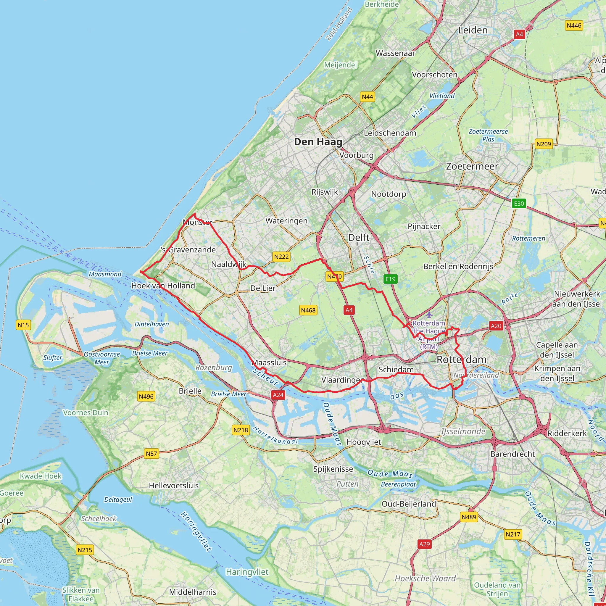 Maassluis, De Wollenbrand, Abtswoudse Bos and Achterplas Loop mobile static map
