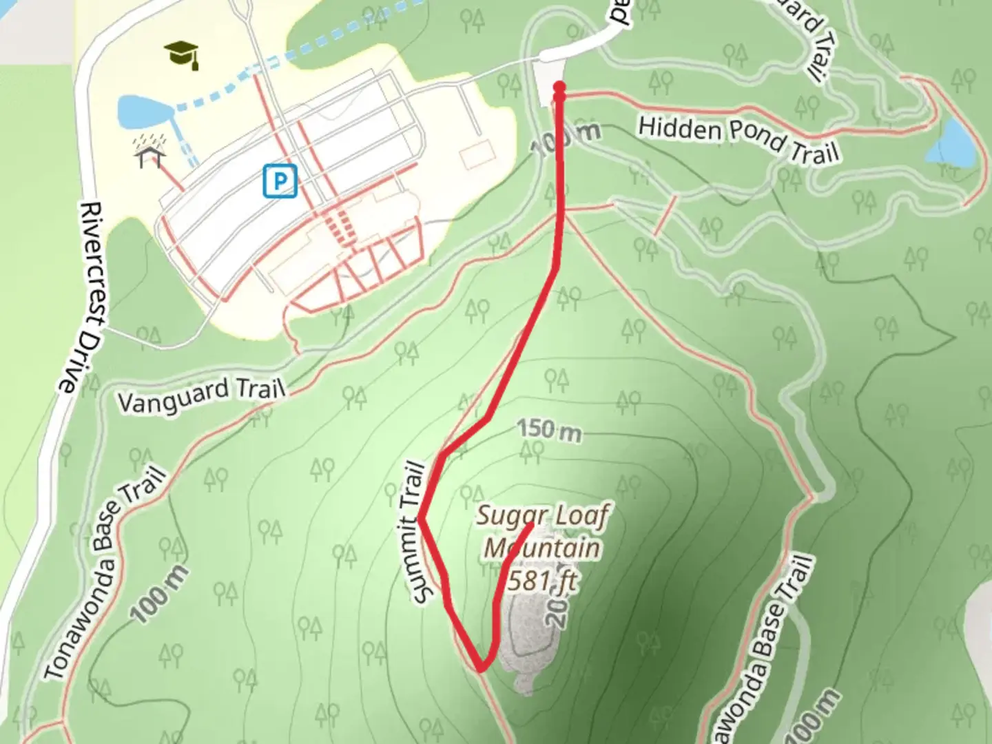 An image depicting the trail Sugar Loaf Mountain Trail and its surrounding area.