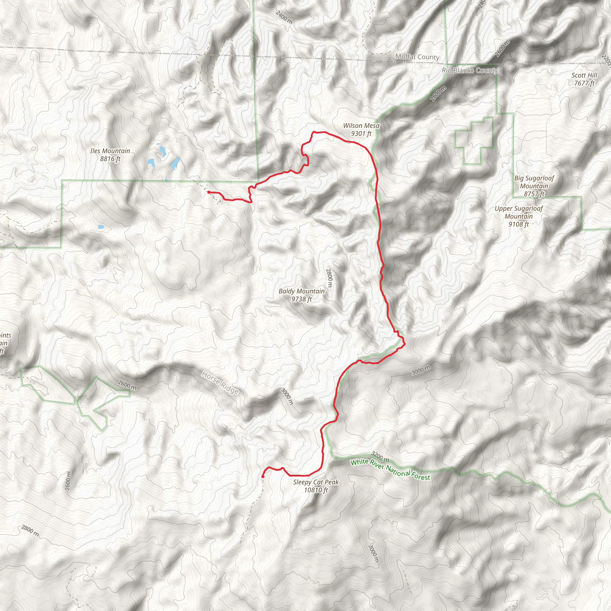 Wilson Mesa - Sleepy Cat Peak Trail mobile static map