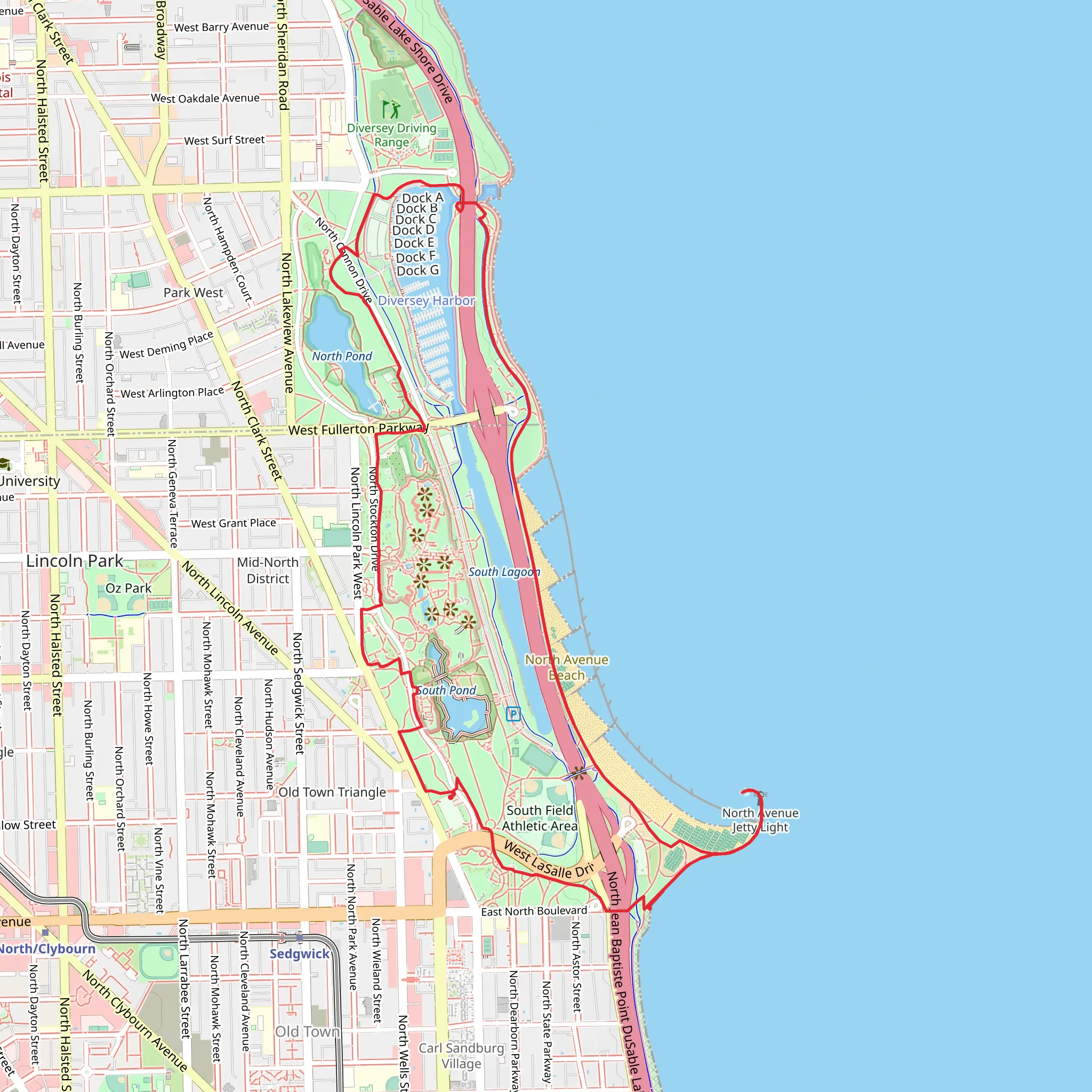 Lincoln Park Conservatory Garden and Lakefront Loop Trail mobile static map