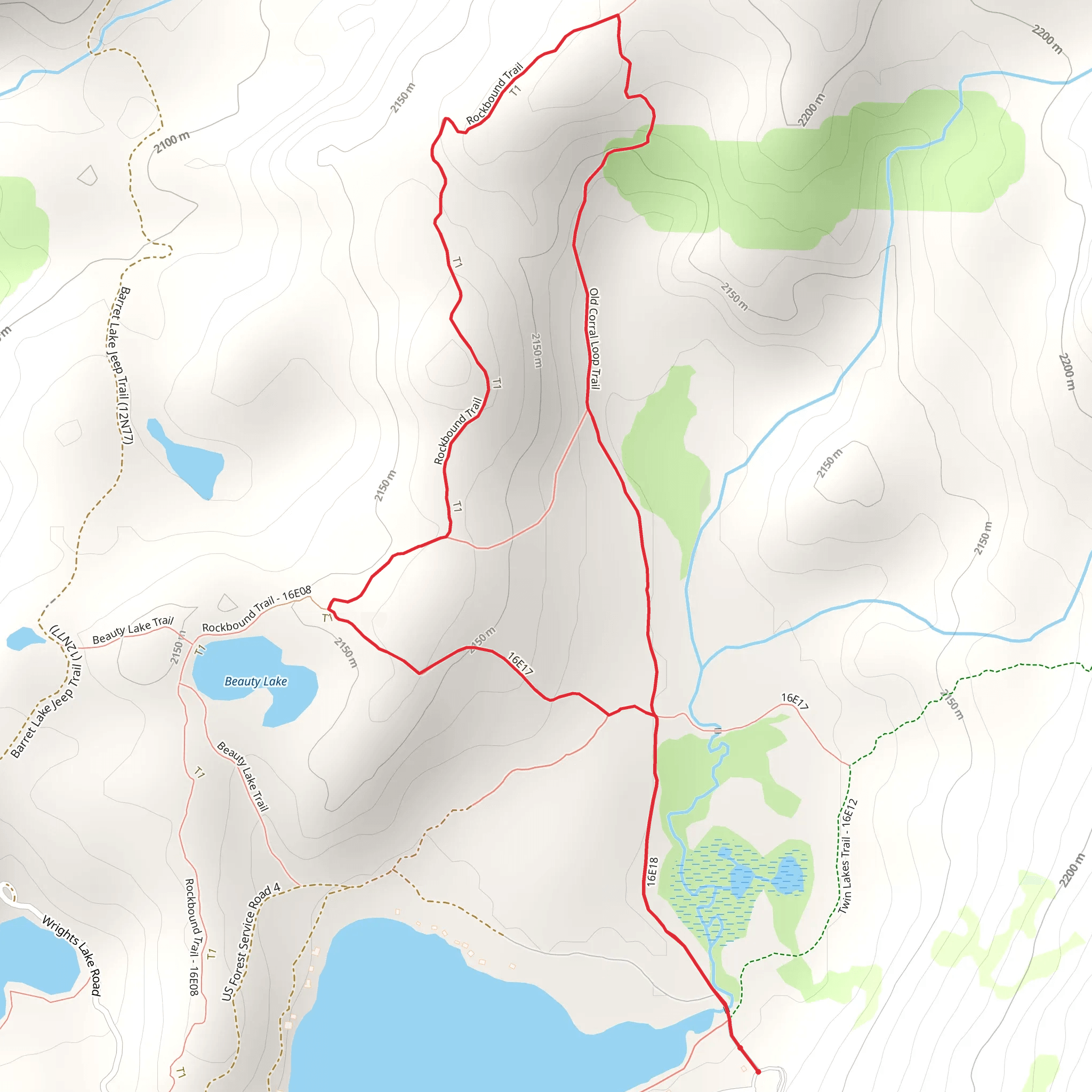 Old Corral Loop Trail via Rockbound Trail mobile static map