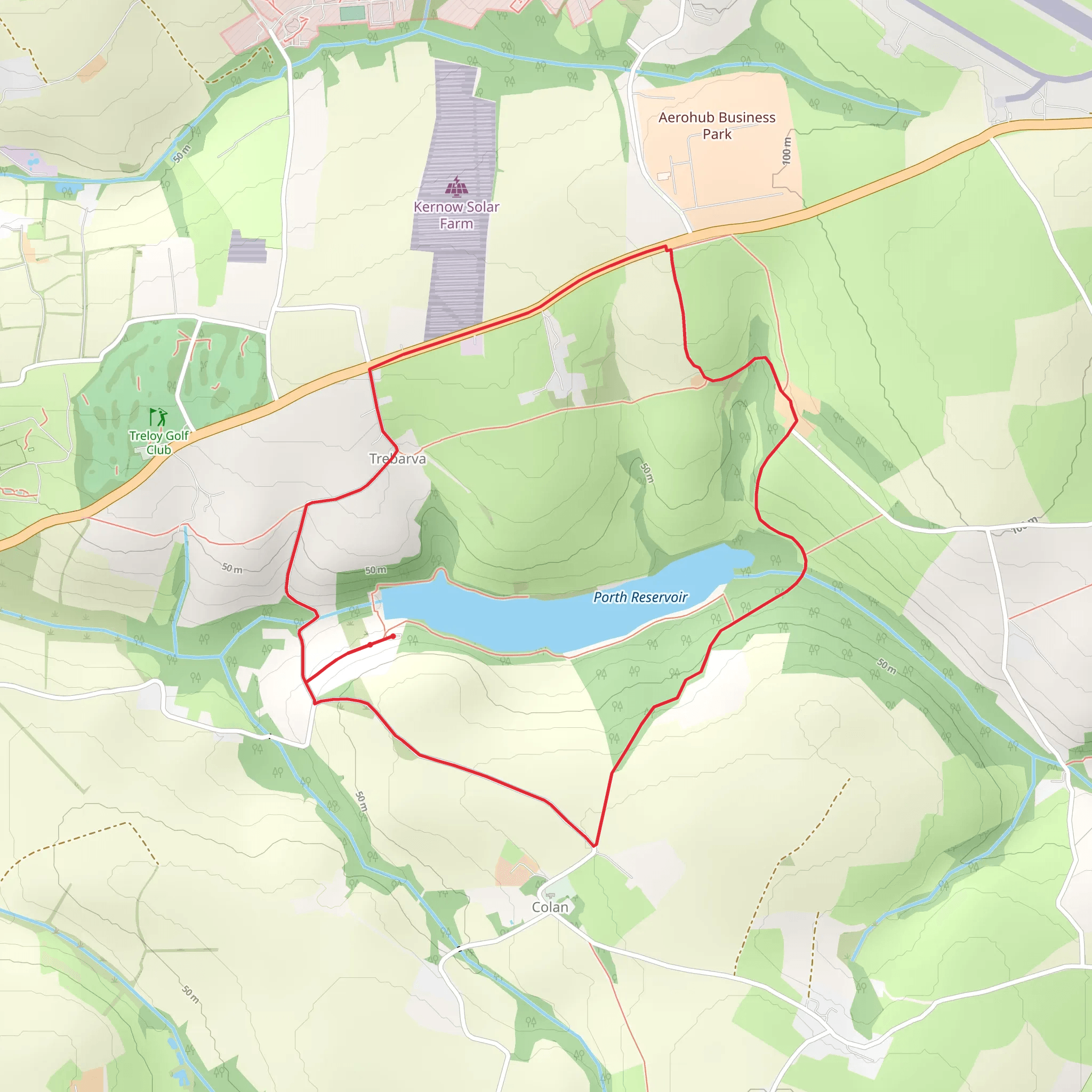 Porth Reservoir Loop mobile static map