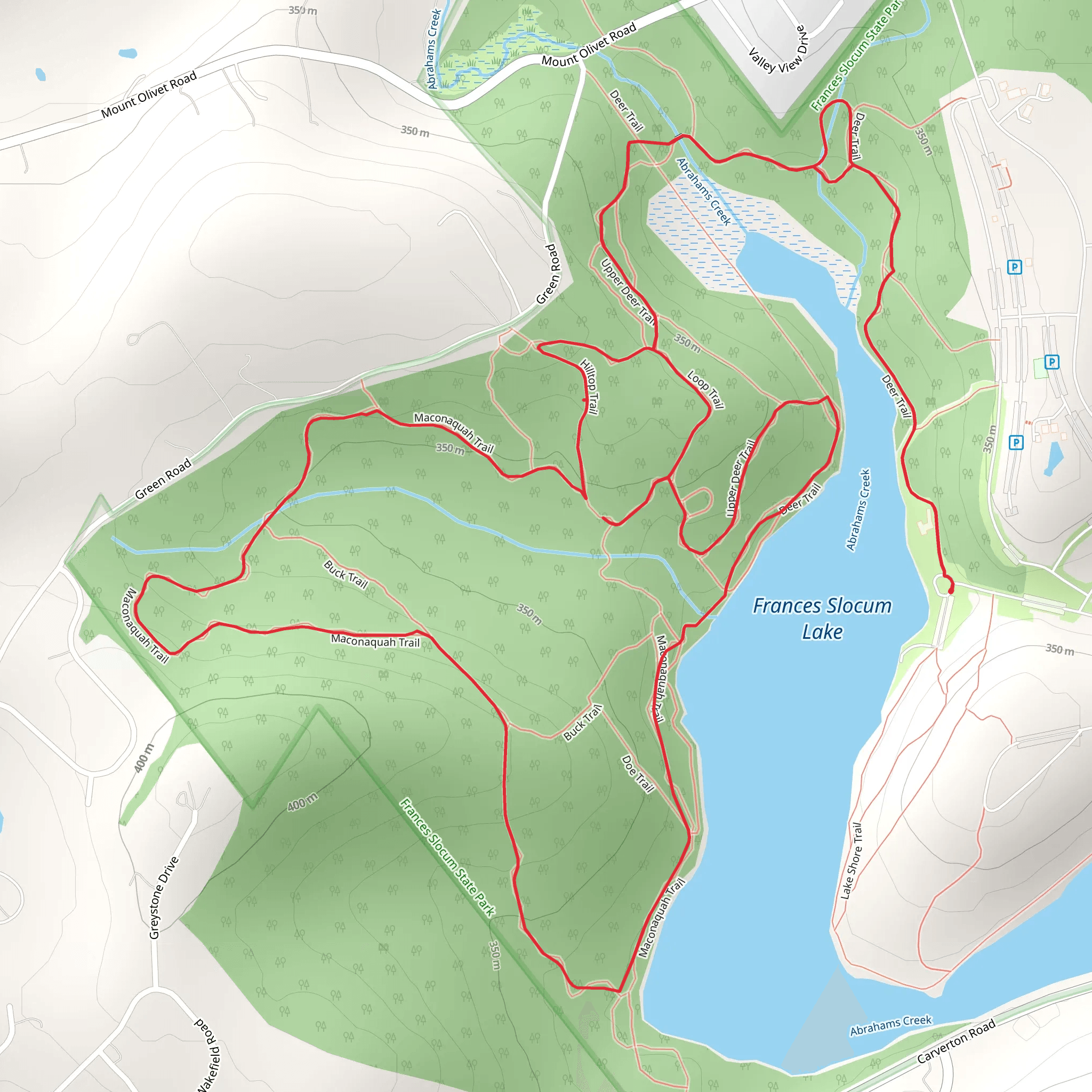 Frances Slocum Lake and Abrahams Creek via Maconaquah Trail Loop mobile static map