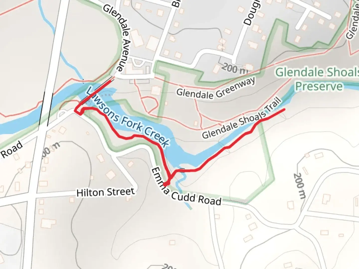 An image depicting the trail Lawsons Fork Creek Out and Back and its surrounding area.