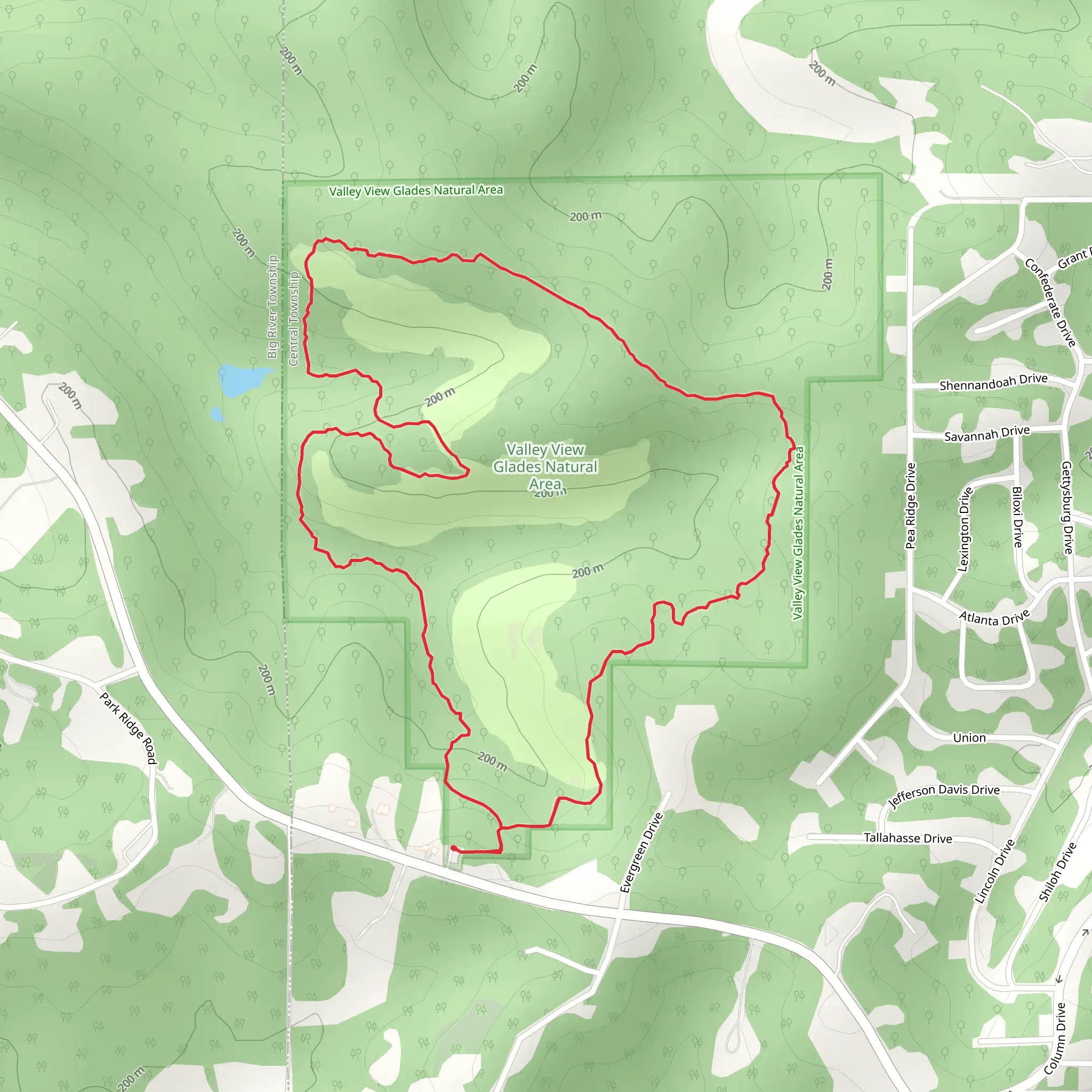 Valley View Glades Loop Trail mobile static map
