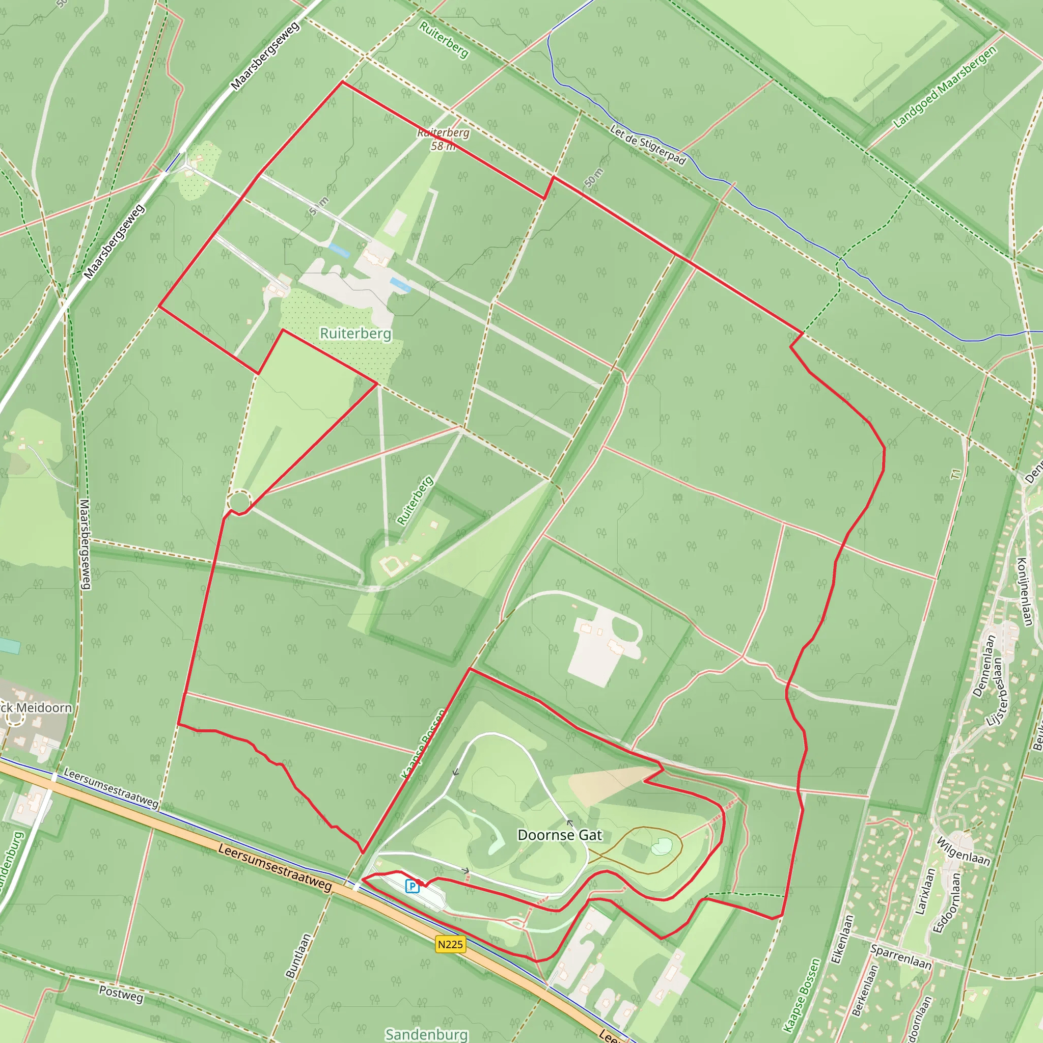 Doornse Gat and Landgoed Ruiterberg Loop mobile static map