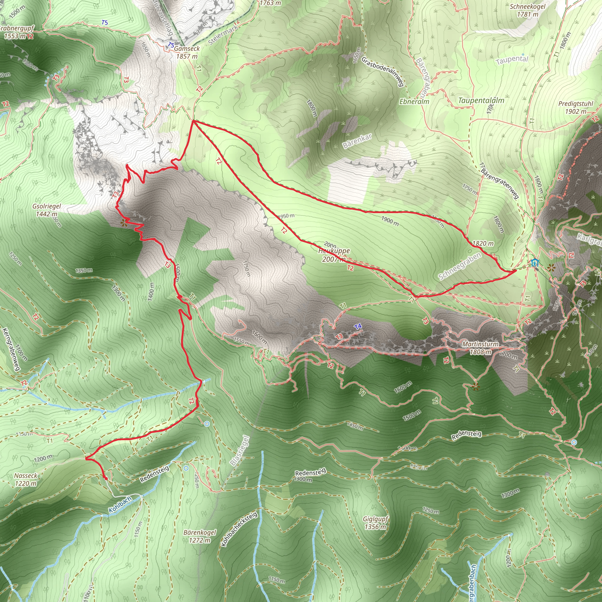 Über den Altenbergersteig auf die Rax im Naturpark Mürzer Oberland mobile static map