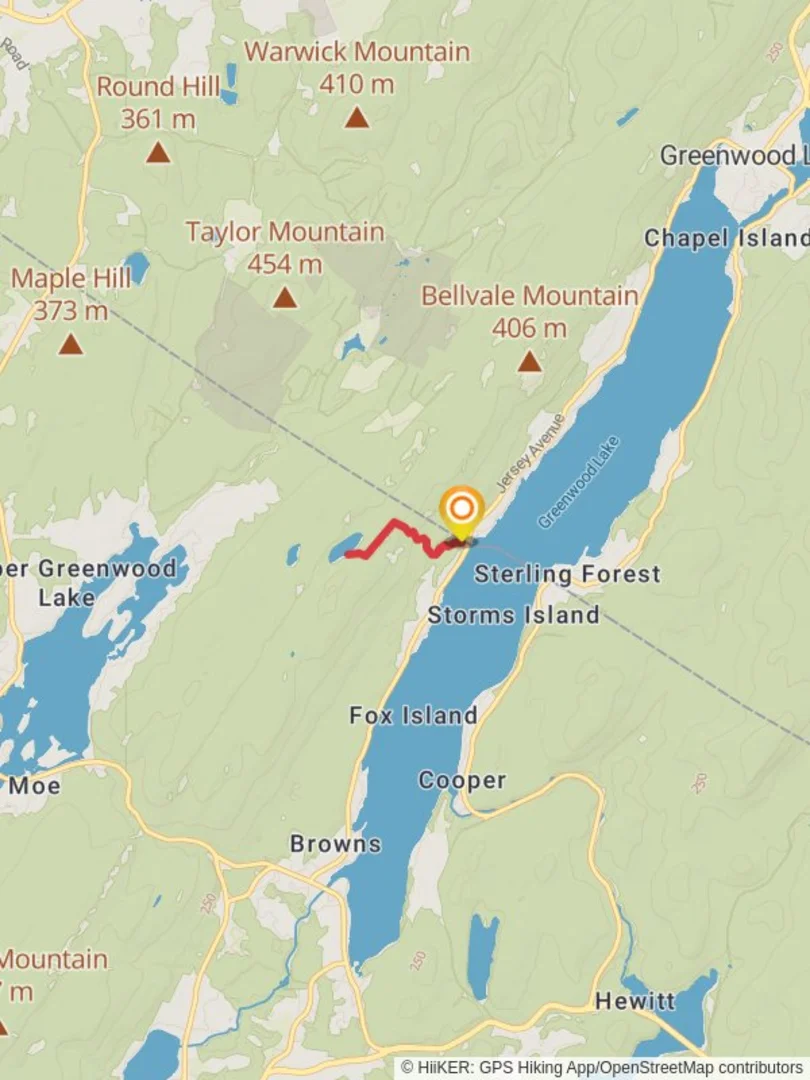 An image depicting the trail Surprise Lake via State Line and Ernest Walter Trail and its surrounding area.