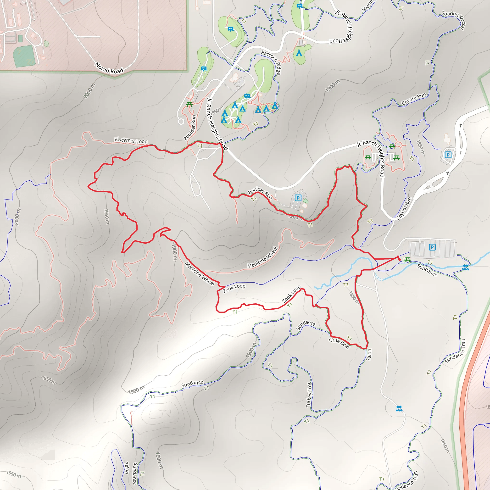 Coyote Run, Boulder Run and Medicine Wheel Loop mobile static map