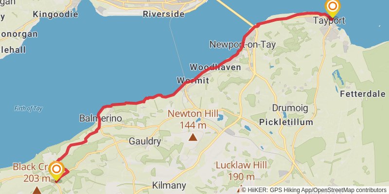 Fife Coastal Path stage 9 Map
