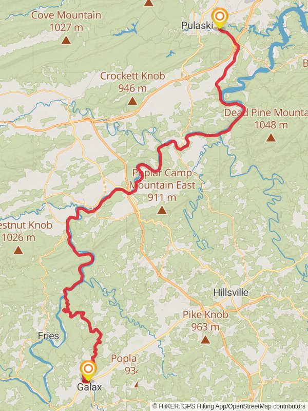 New River Trail mobile static map