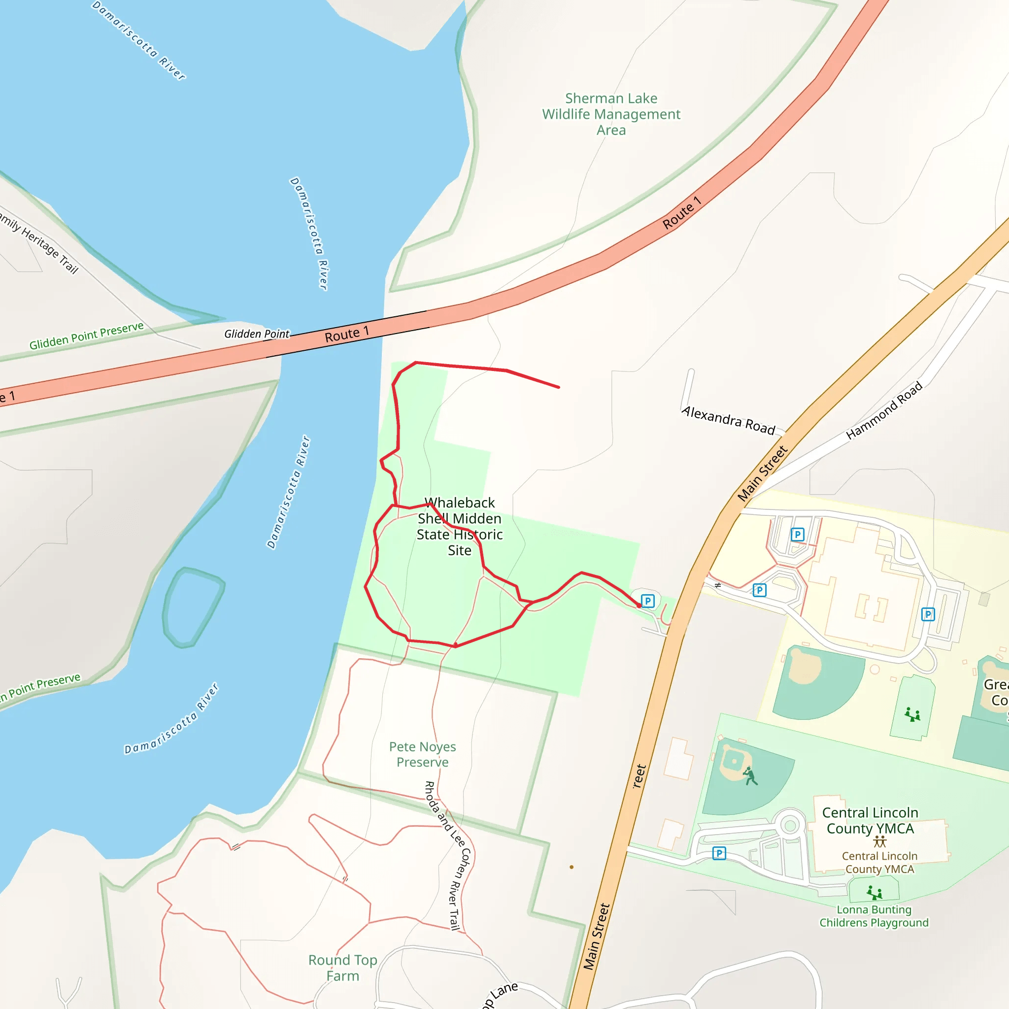 Whaleback Shell Midden Loop mobile static map